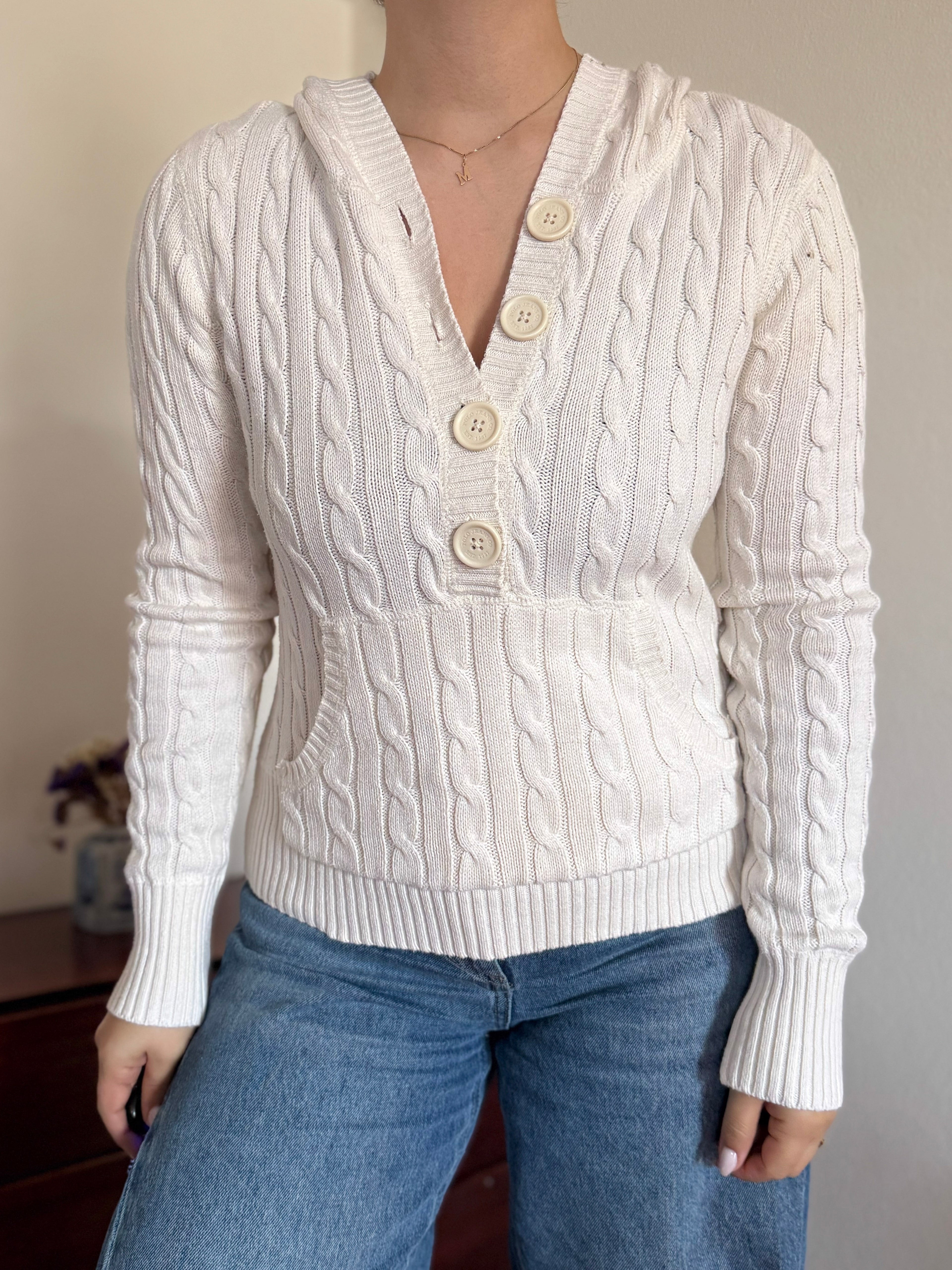 Ralph Lauren White Cable Knit Sweater 100% Cotton