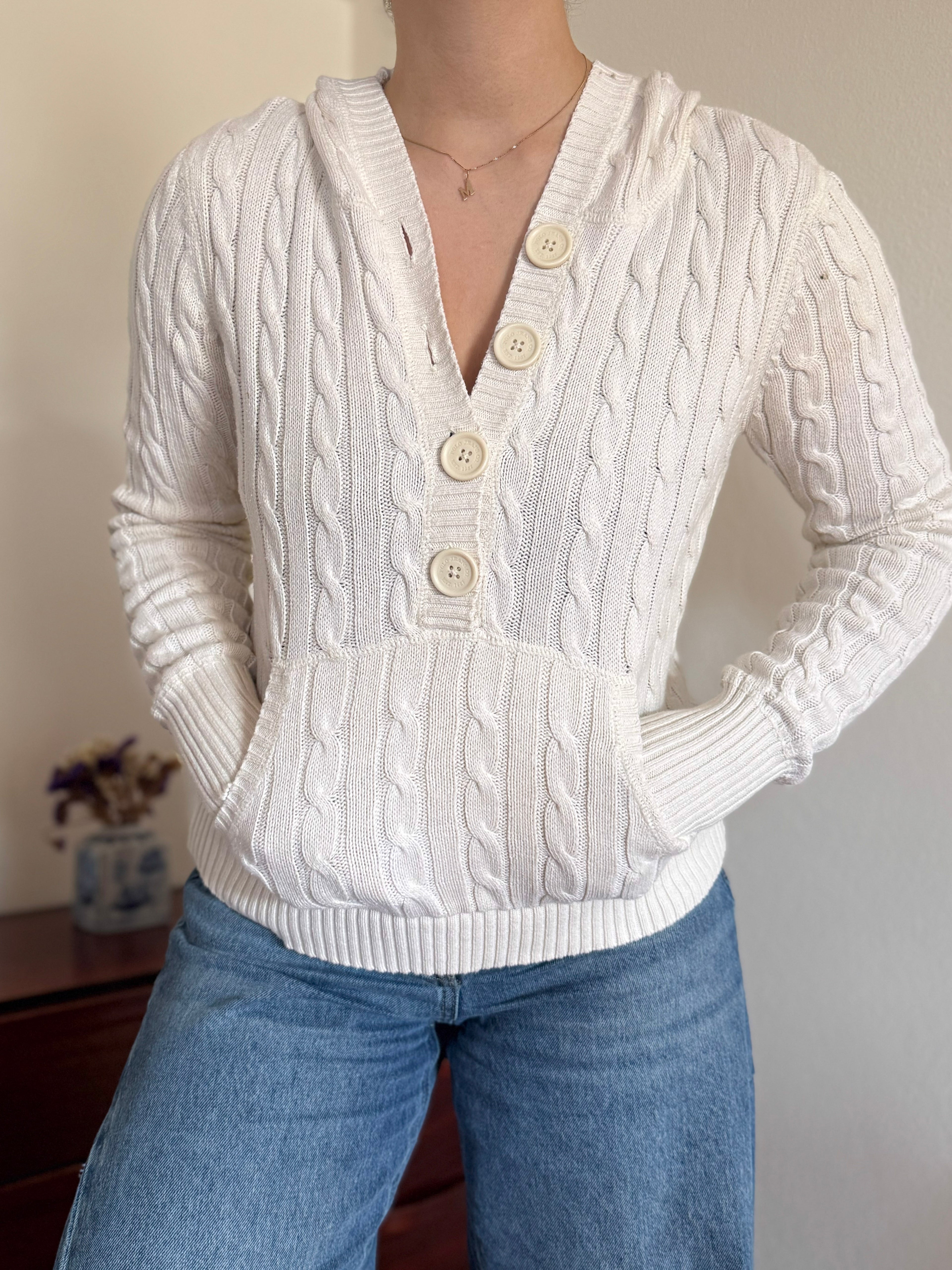 Ralph Lauren White Cable Knit Sweater 100% Cotton