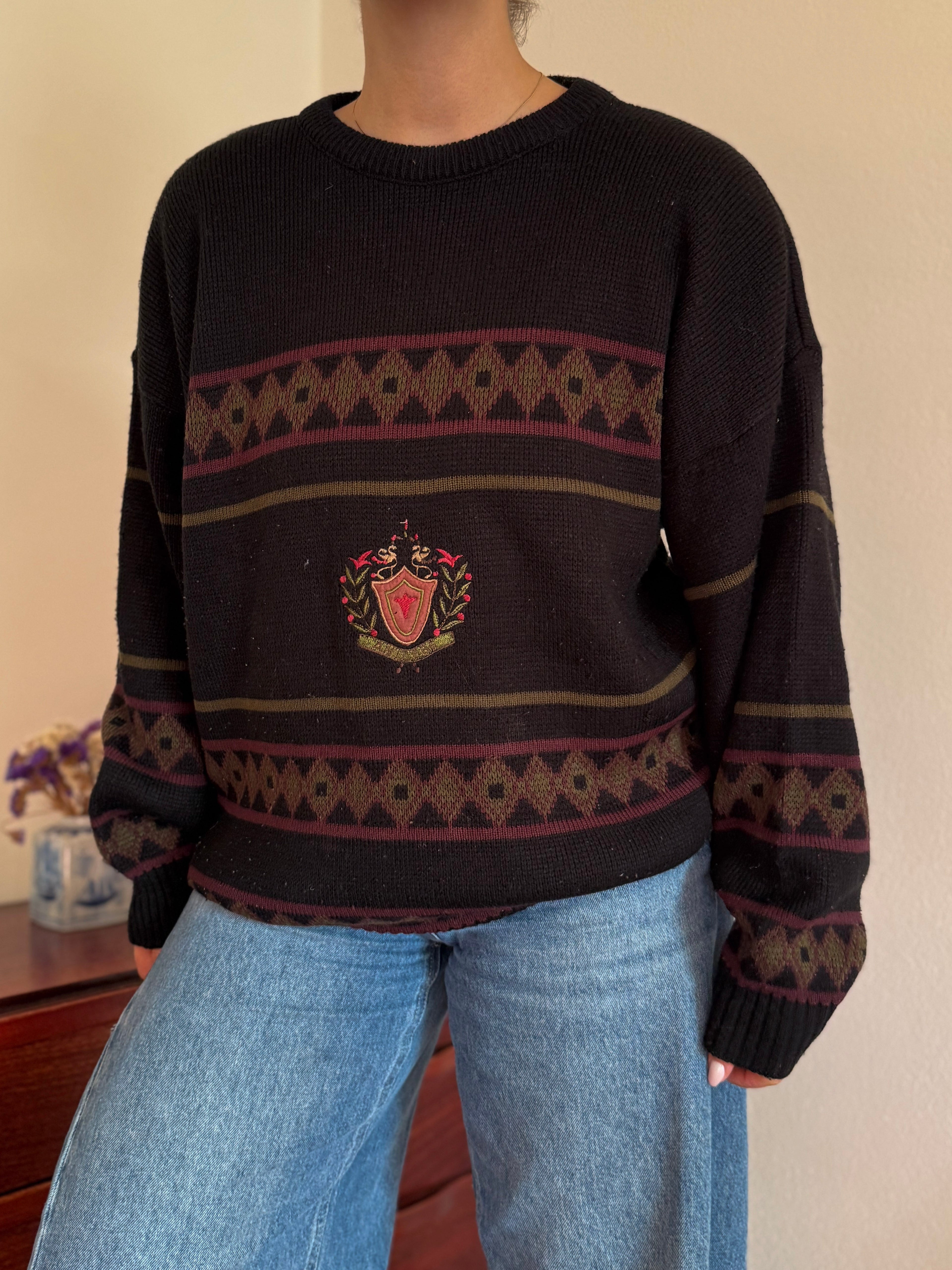 Vintage Round Neck Sweater 100% Acrílico