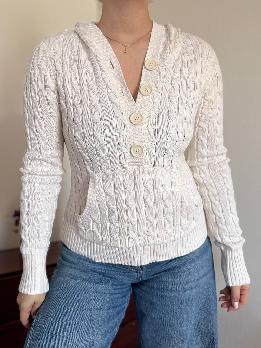 Ralph Lauren White Cable Knit Sweater 100% Cotton