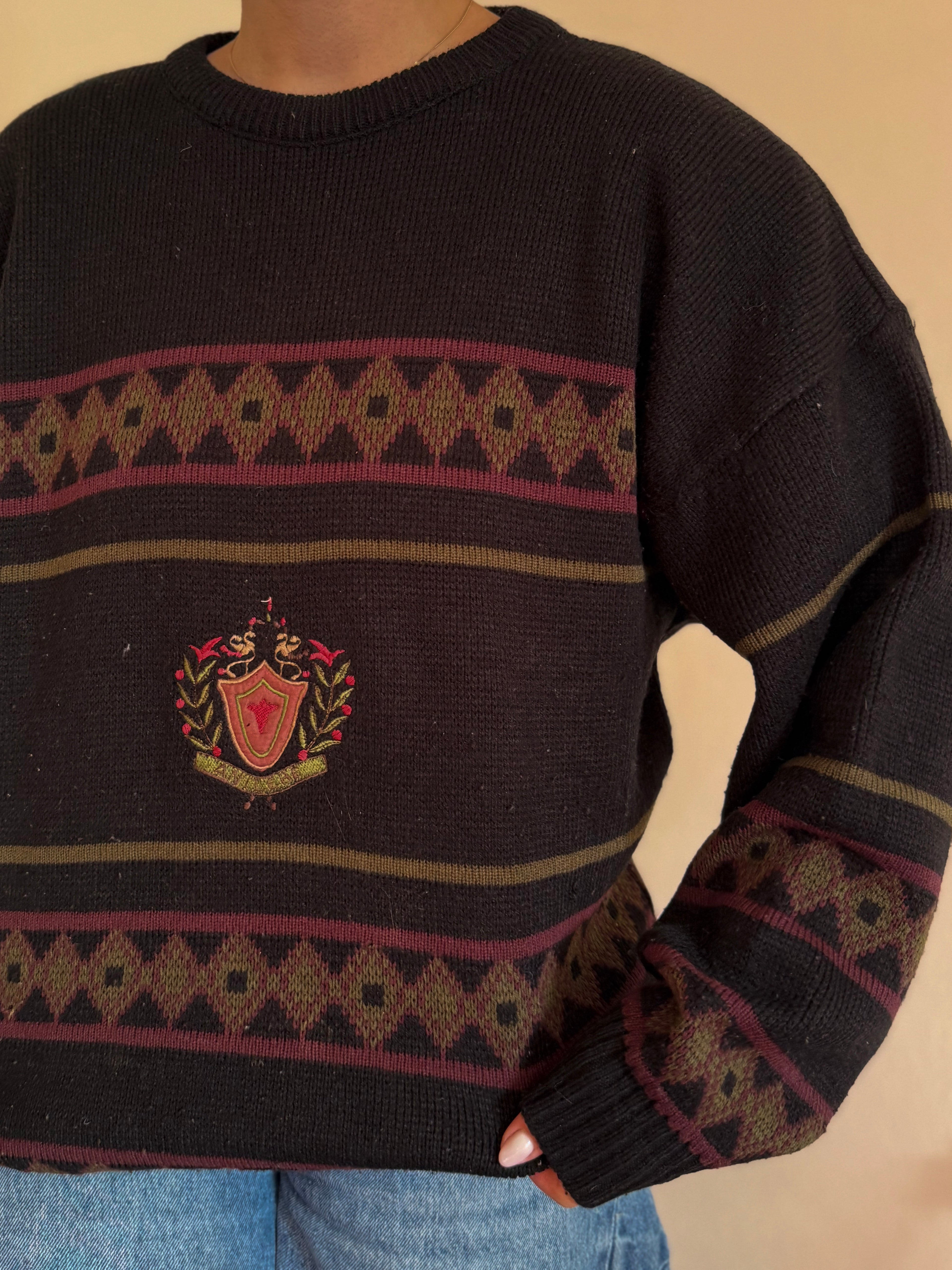 Vintage Round Neck Sweater 100% Acrílico