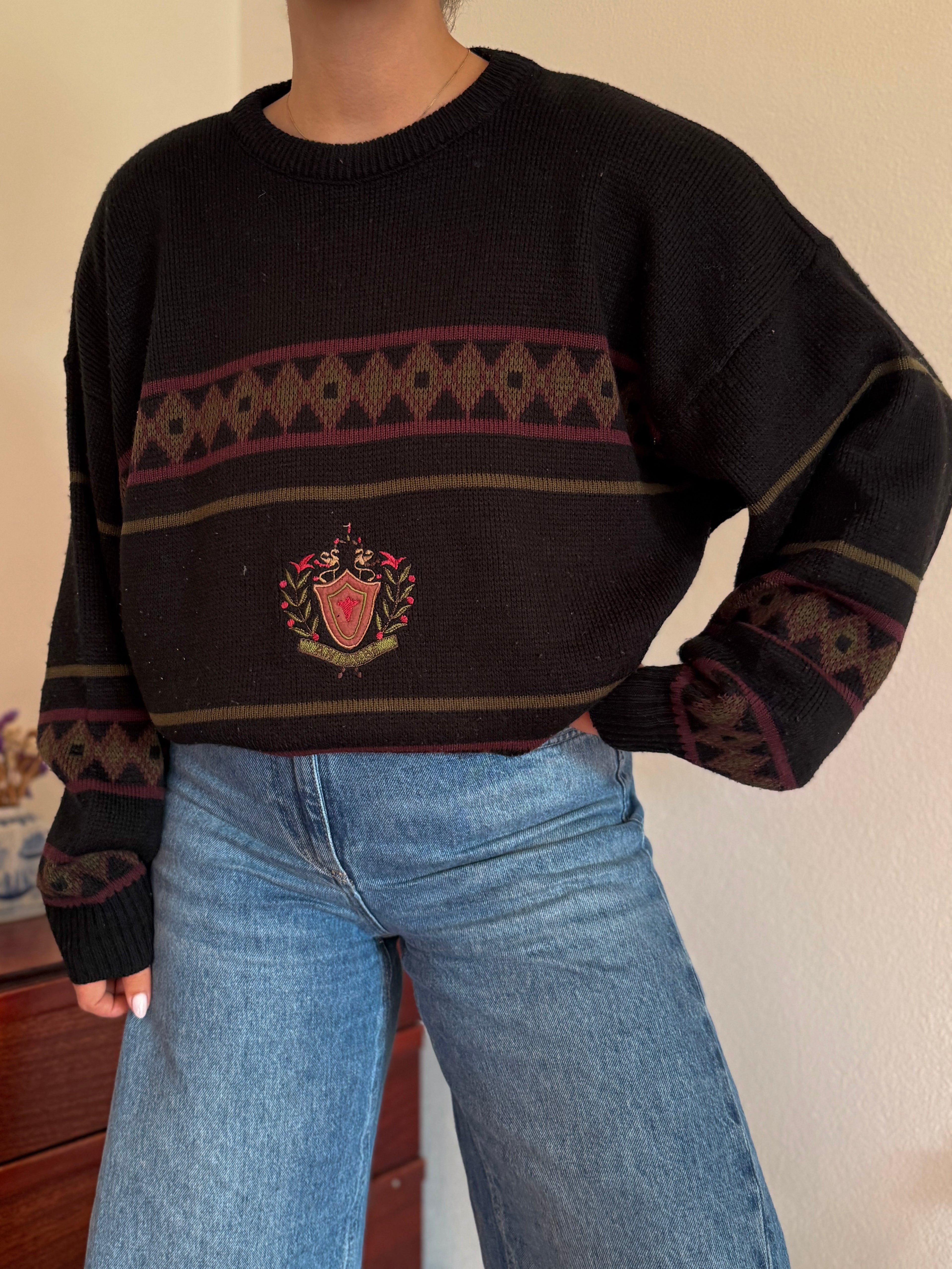 Vintage Round Neck Sweater 100% Acrílico