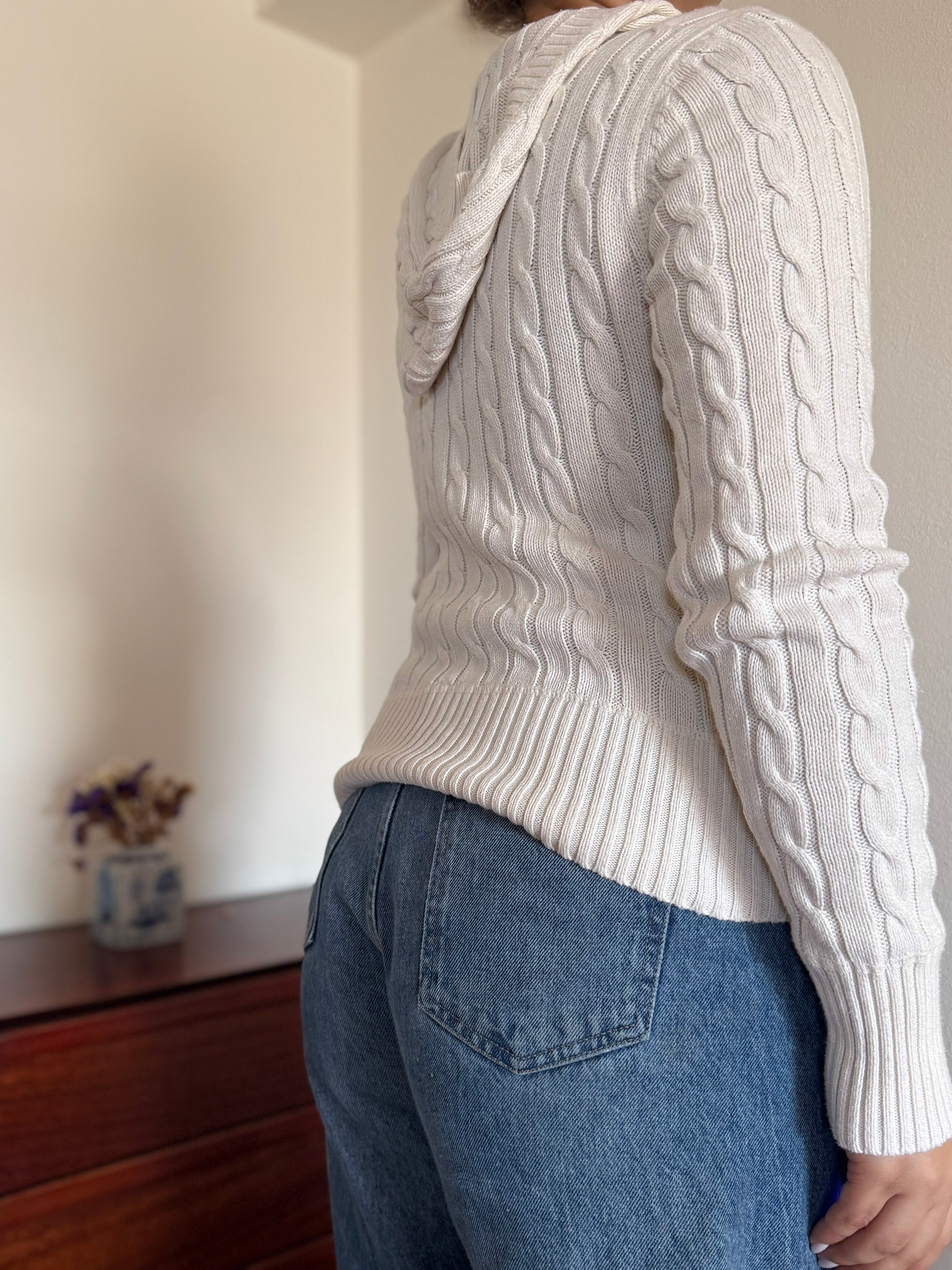 Ralph Lauren White Cable Knit Sweater 100% Cotton