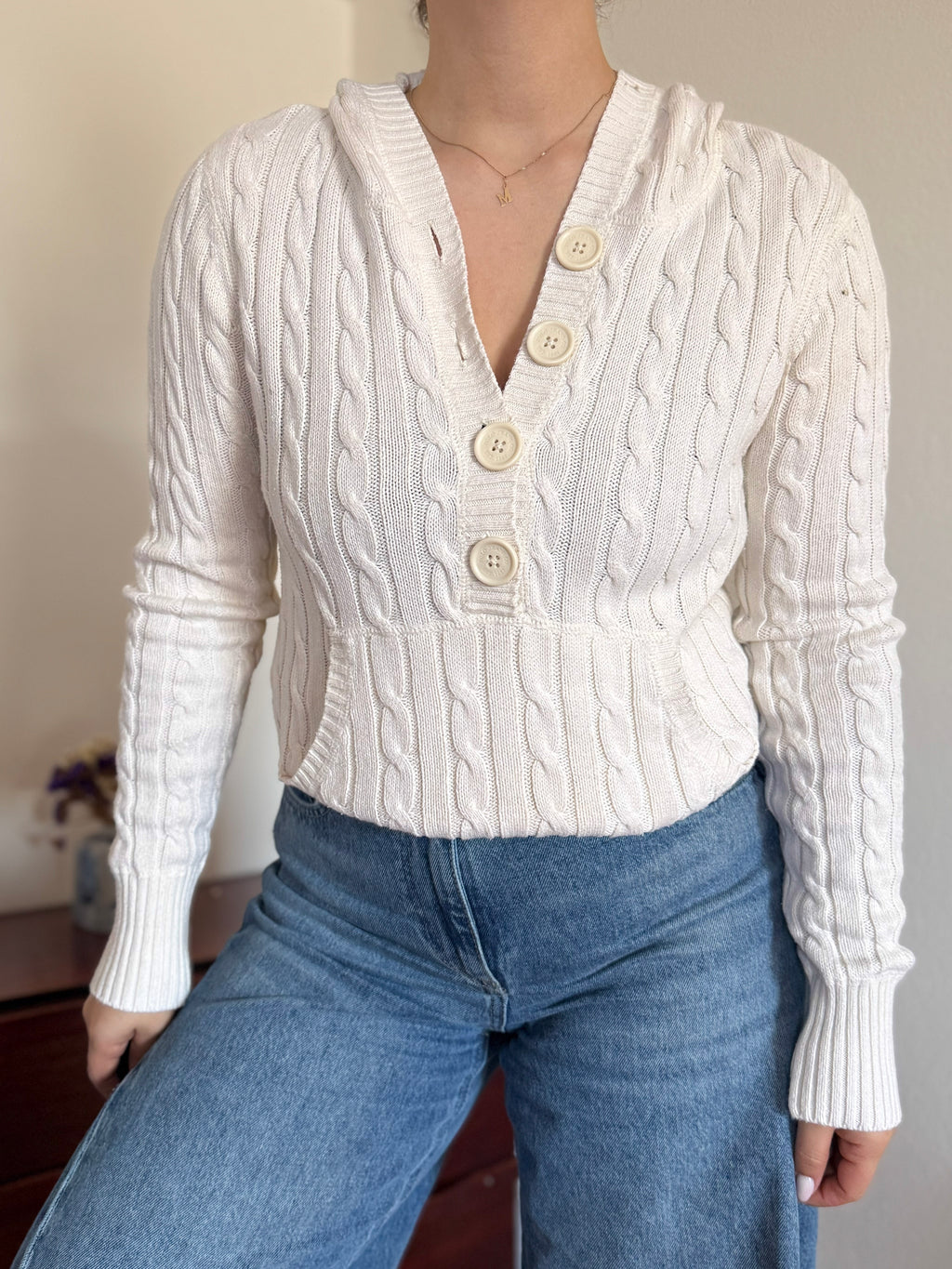 Ralph Lauren White Cable Knit Sweater 100% Cotton