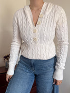 Ralph Lauren White Cable Knit Sweater 100% Cotton