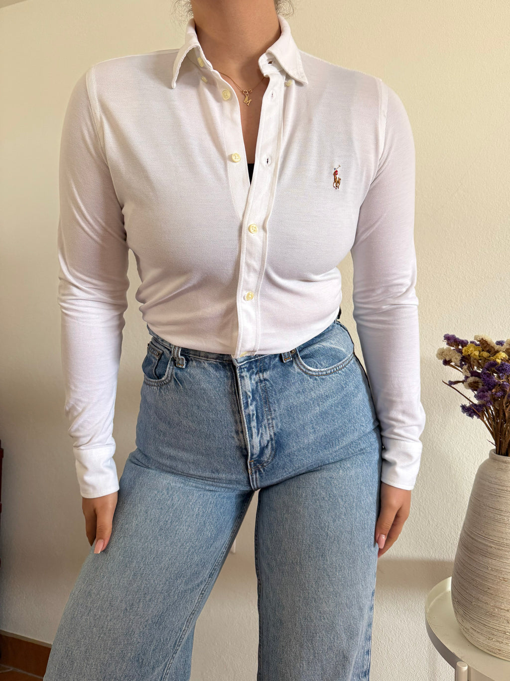 Ralph Lauren Shirt Plain White 100% Cotton