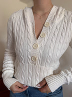 Ralph Lauren White Cable Knit Sweater 100% Cotton