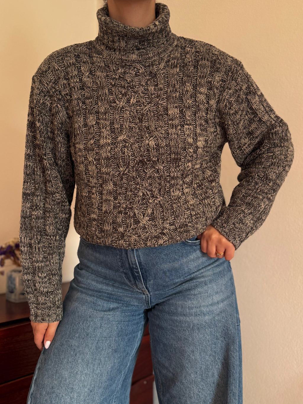 Vintage High Neck Sweater 100% Acrylic