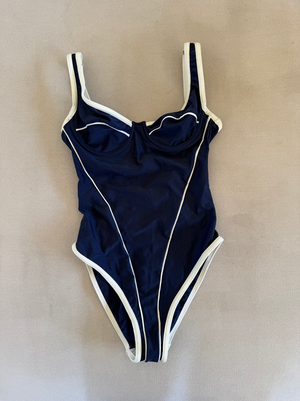 Fato de Banho Vintage Lusmar Azul e Branco c/ Aro (Veste S)