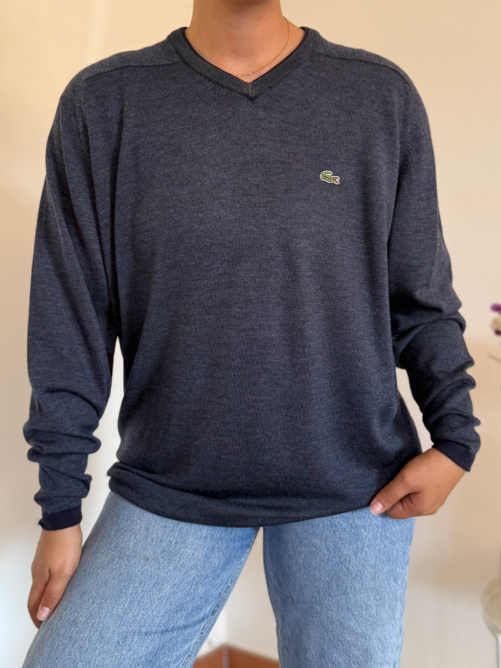 Lacoste V-Neck Sweater 100% Lã