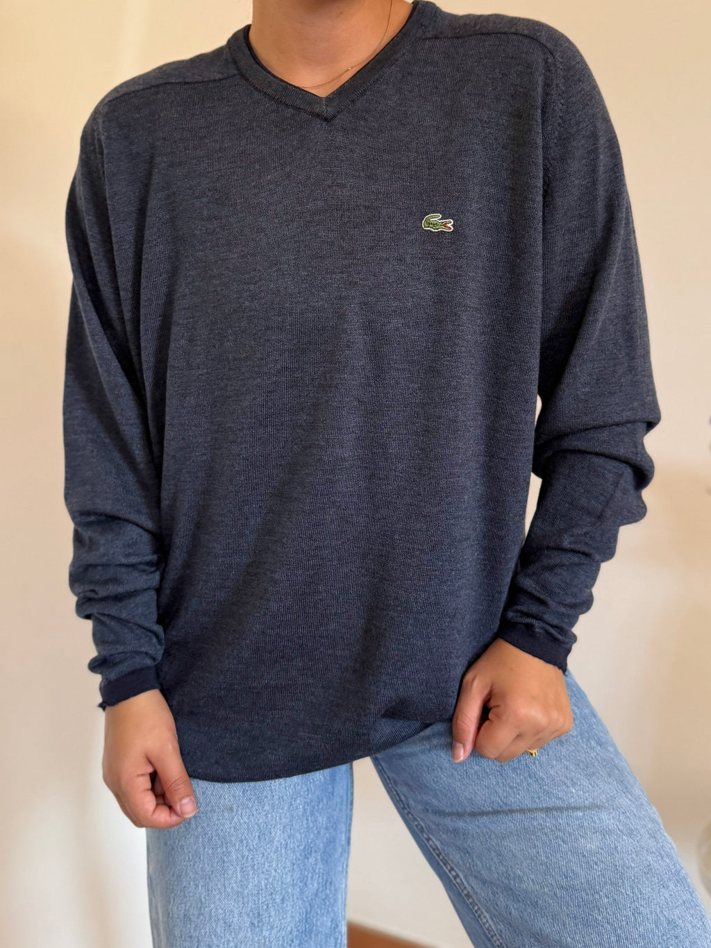 Lacoste V-Neck Sweater 100% Lã