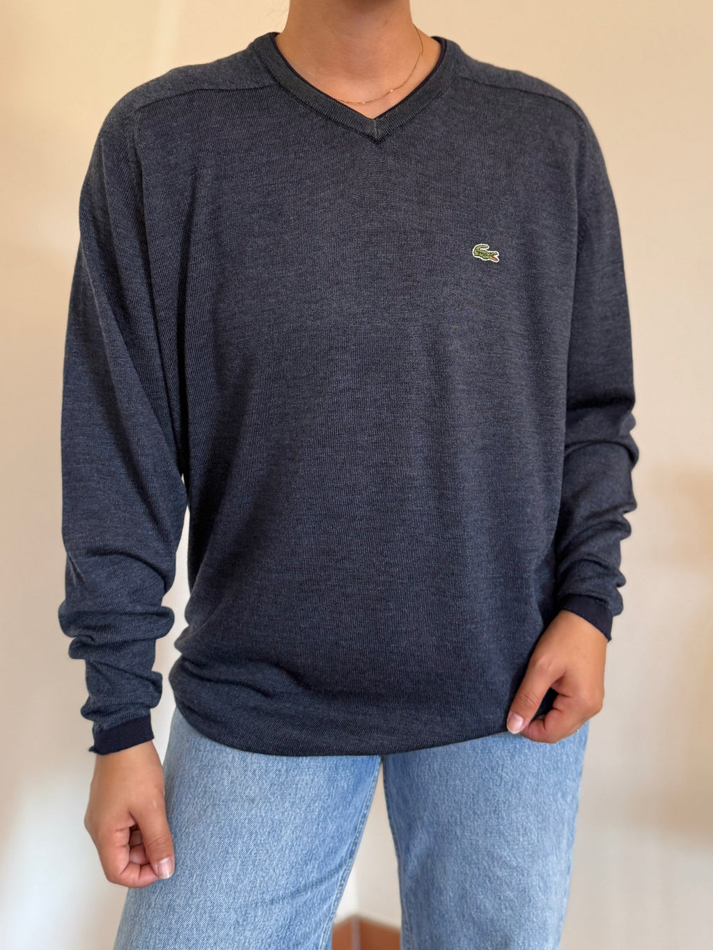 Lacoste V-Neck Sweater 100% Lã