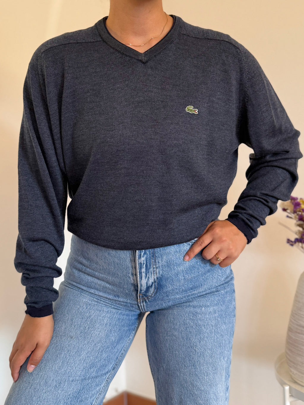 Lacoste V-Neck Sweater 100% Lã