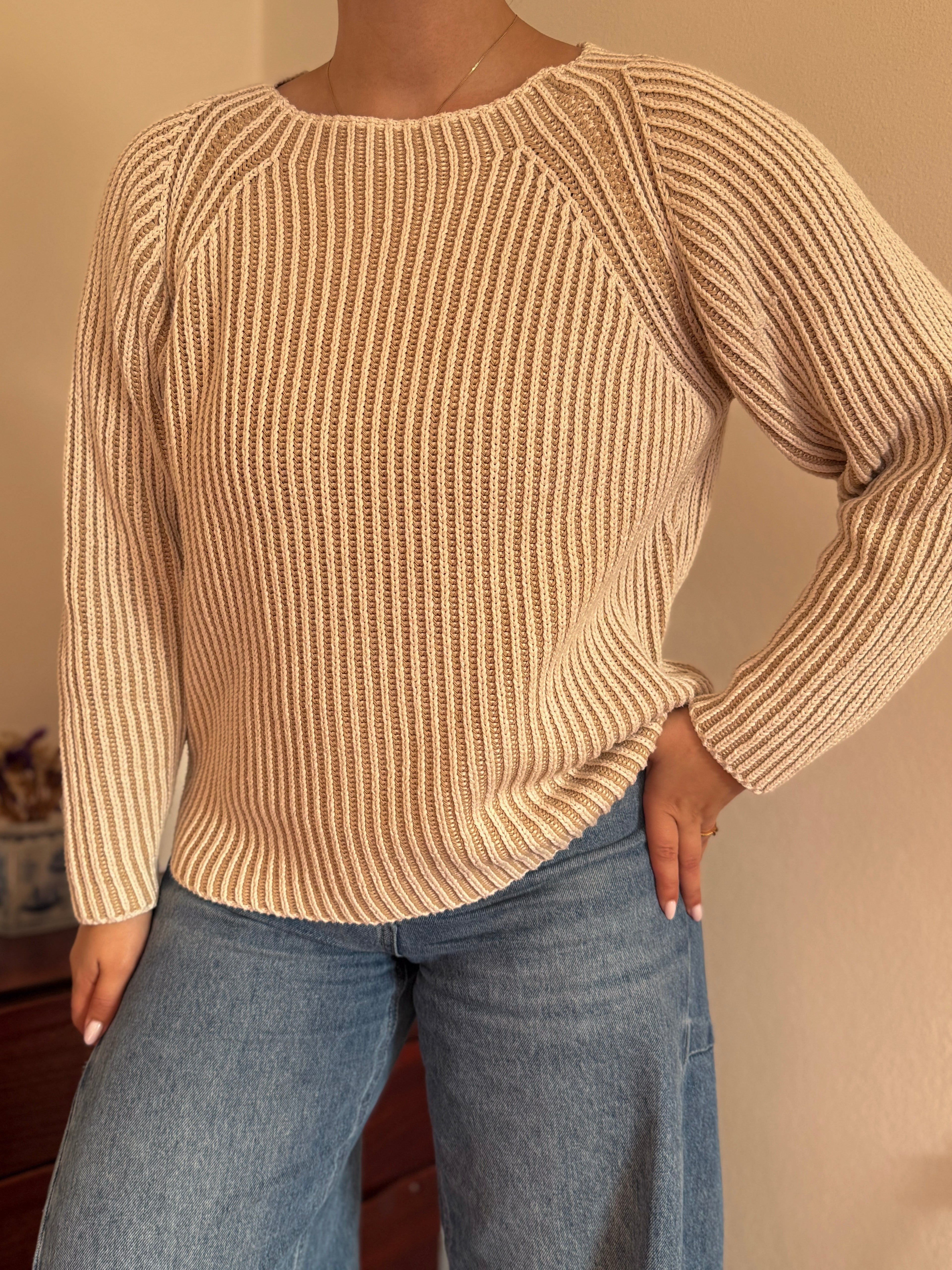 Vintage Round Neck Sweater Made in Italy 50% Cotton