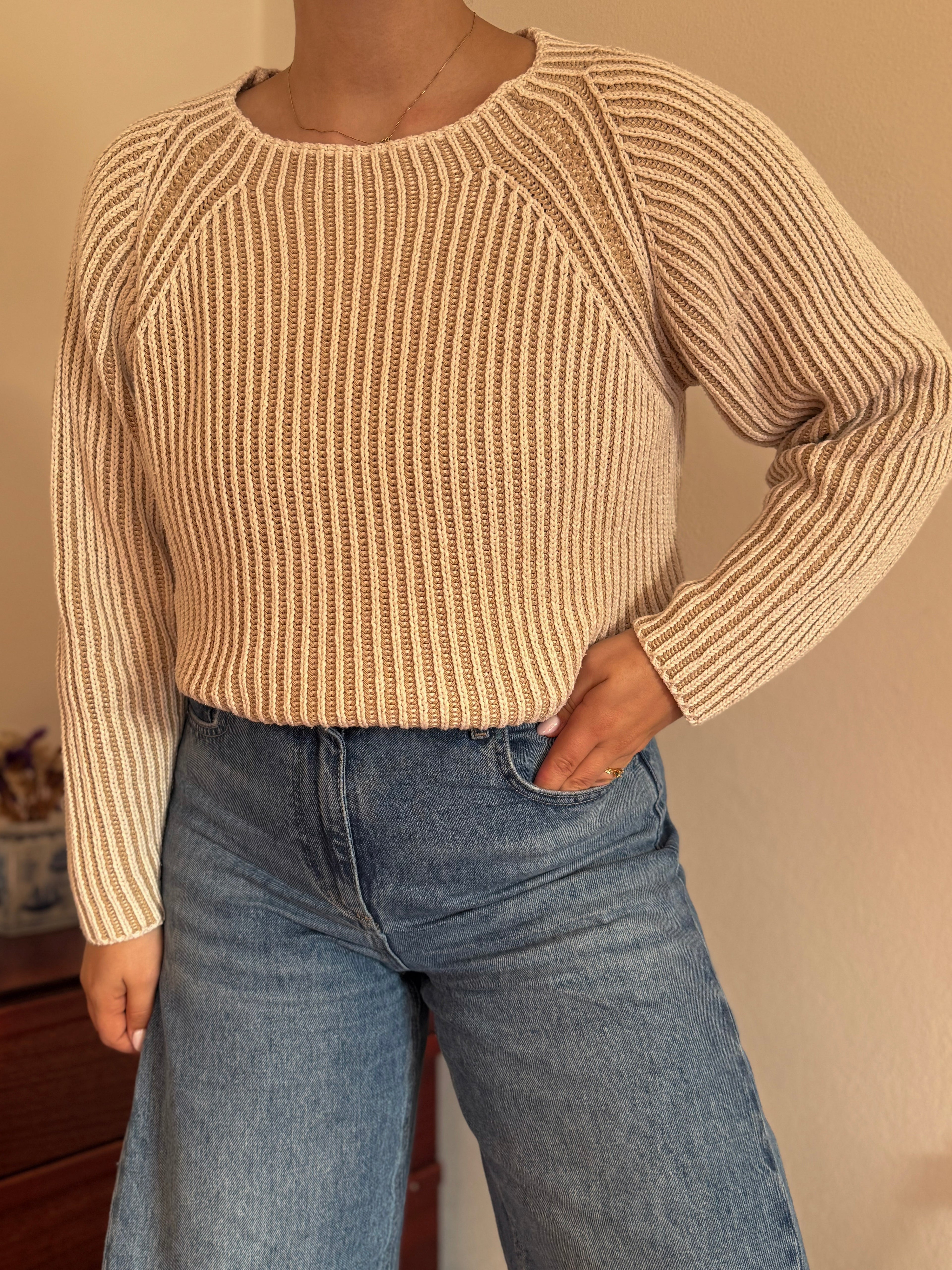 Vintage Round Neck Sweater Made in Italy 50% Cotton