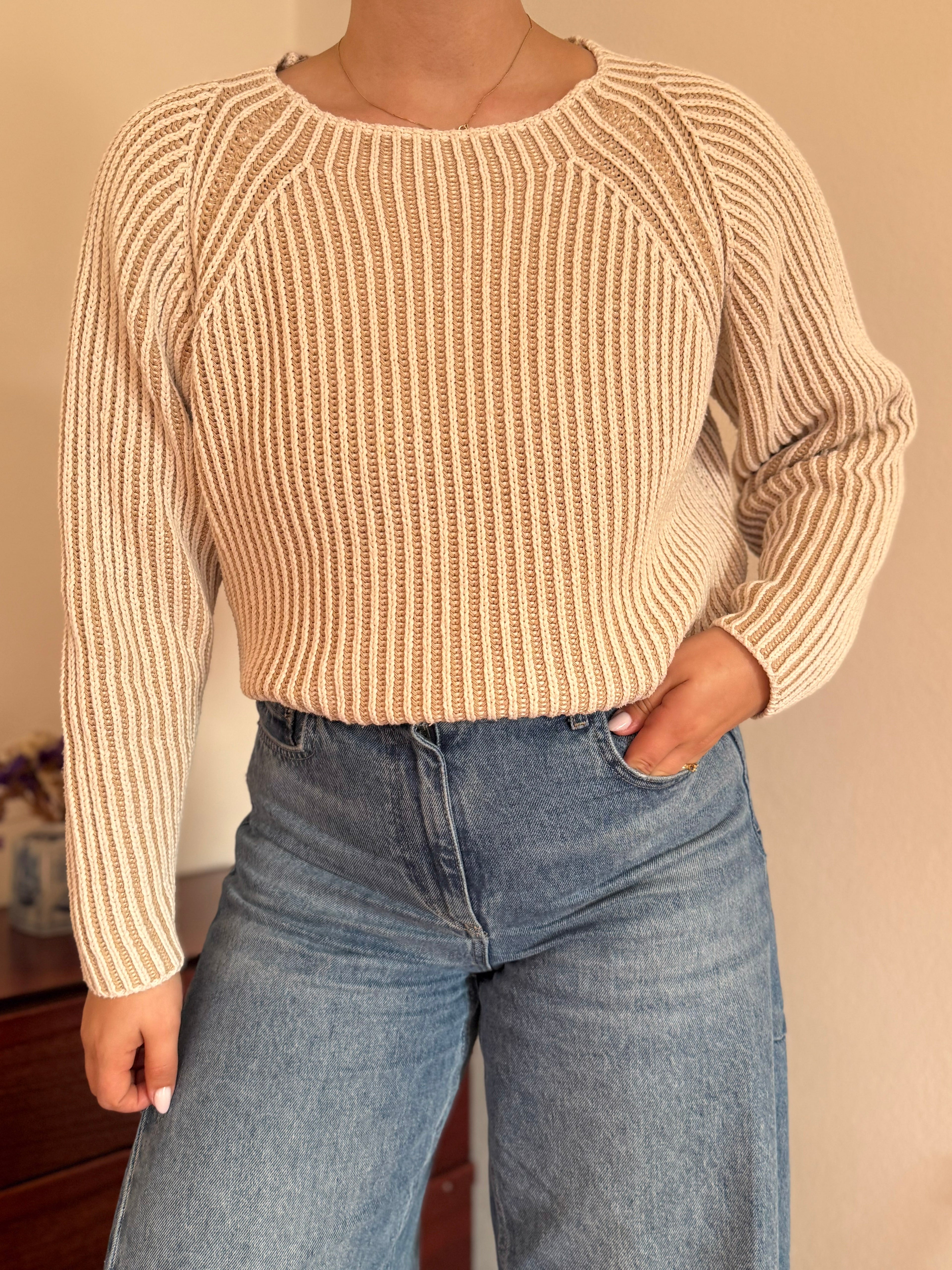 Vintage Round Neck Sweater Made in Italy 50% Cotton