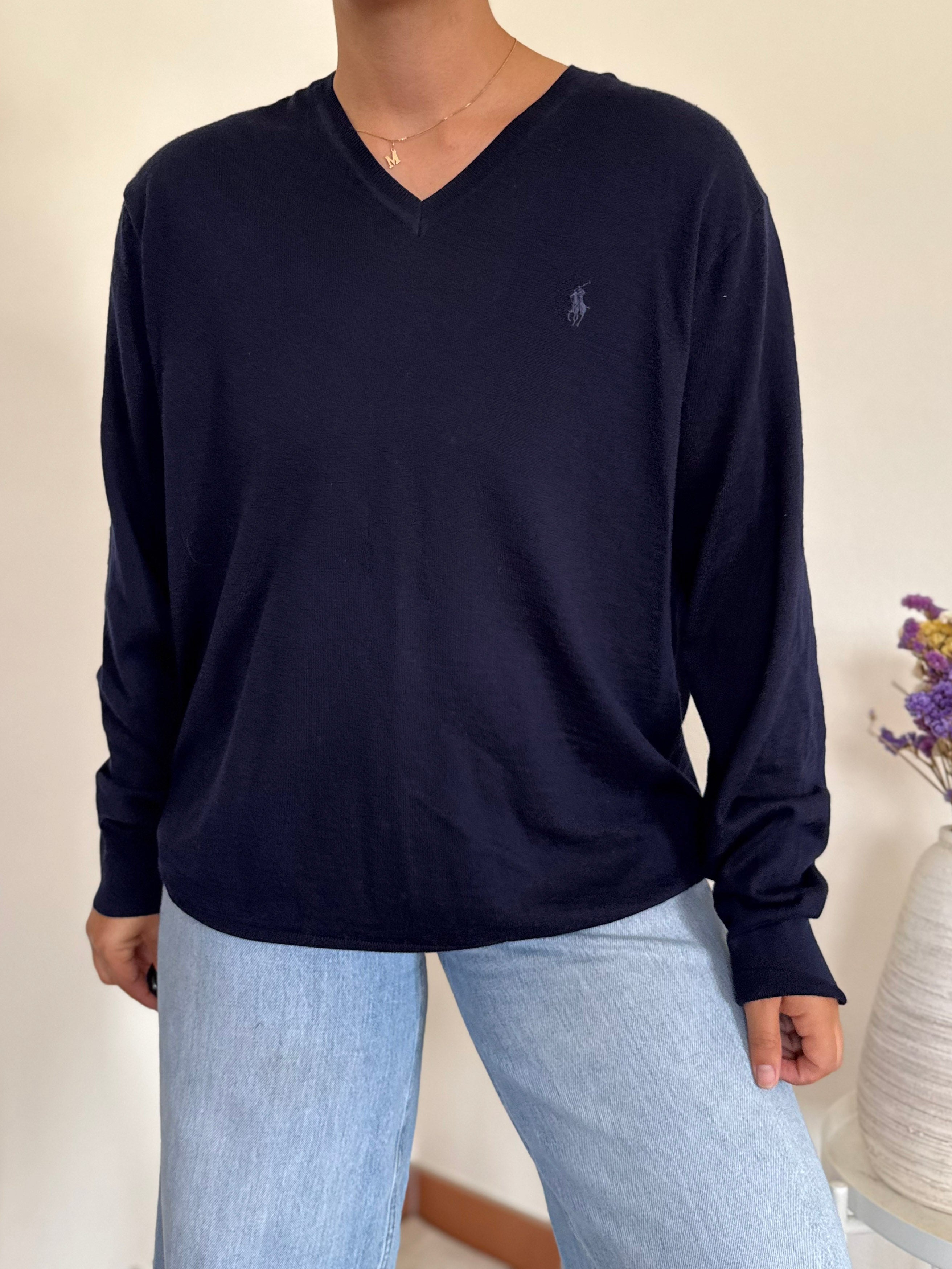 Ralph Lauren V-Neck Knit Sweater 100% Wool