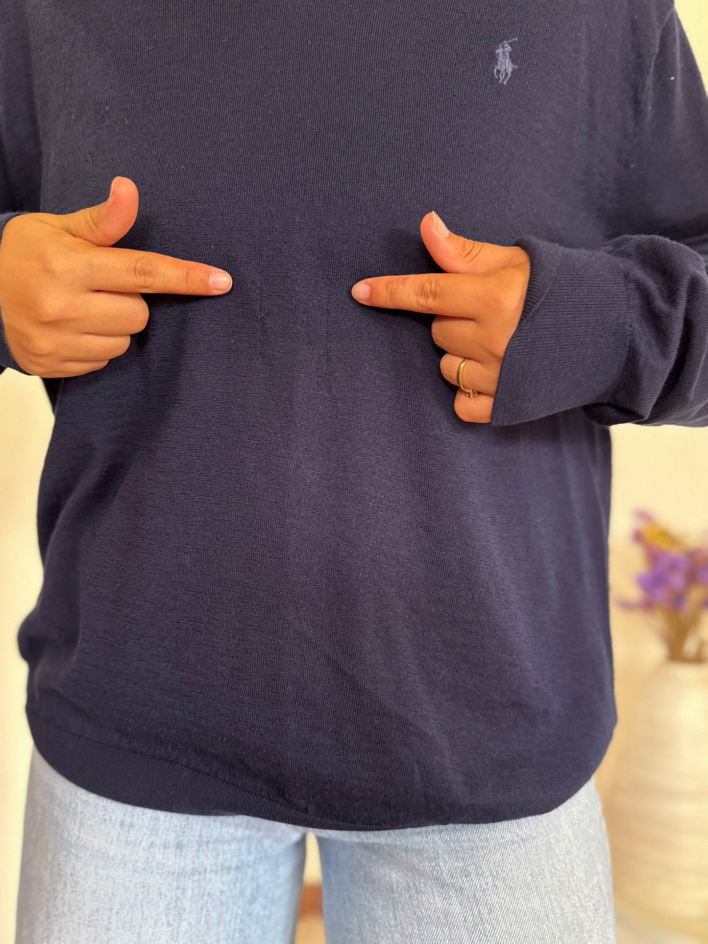 Ralph Lauren V-Neck Knit Sweater 100% Wool