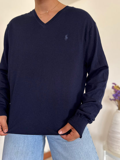 Ralph Lauren V-Neck Knit Sweater 100% Wool
