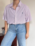 Ralph Lauren Shirt Custom Fit Plaid Pink Blue 100% Cotton