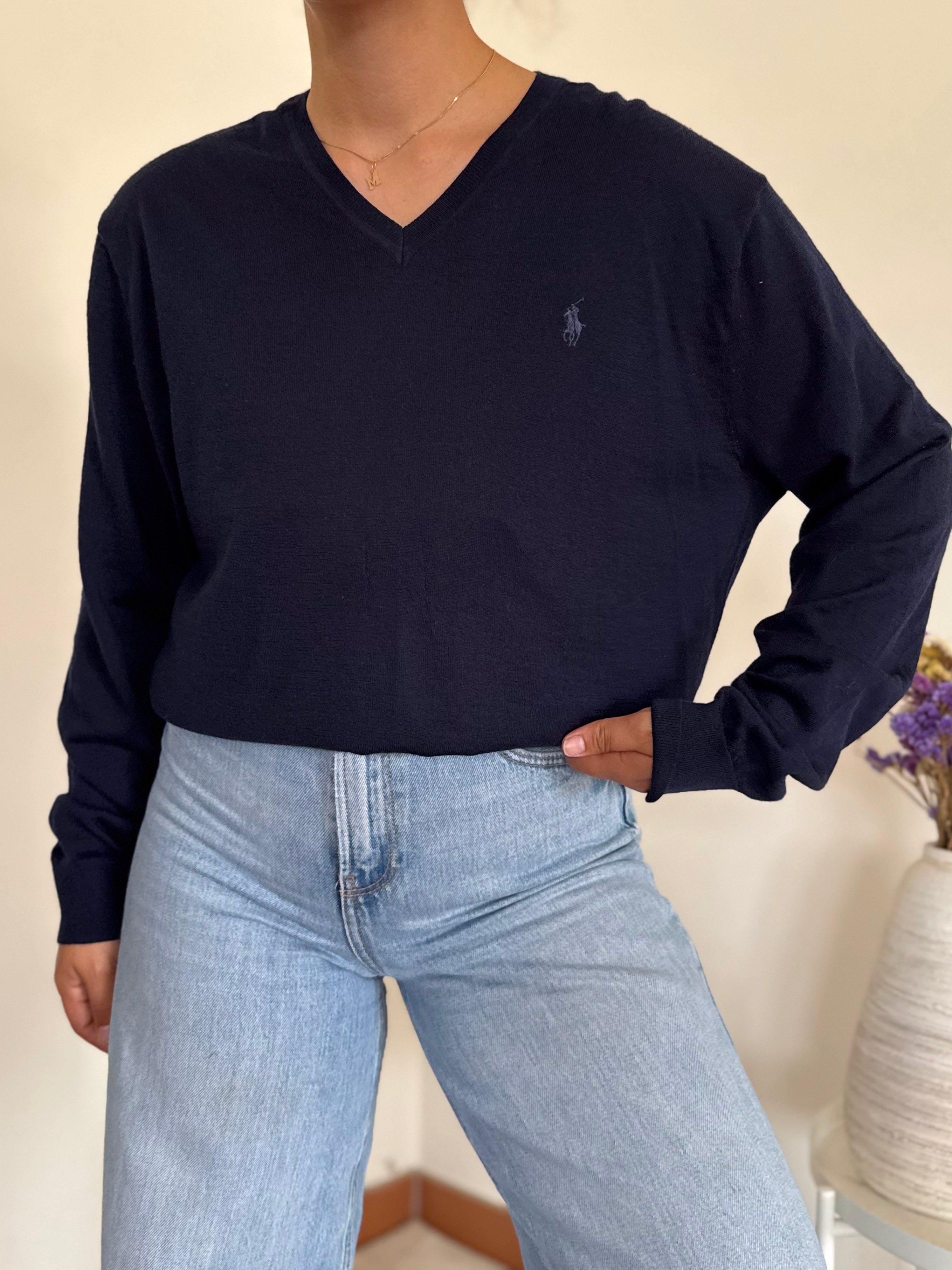 Ralph Lauren V-Neck Knit Sweater 100% Wool