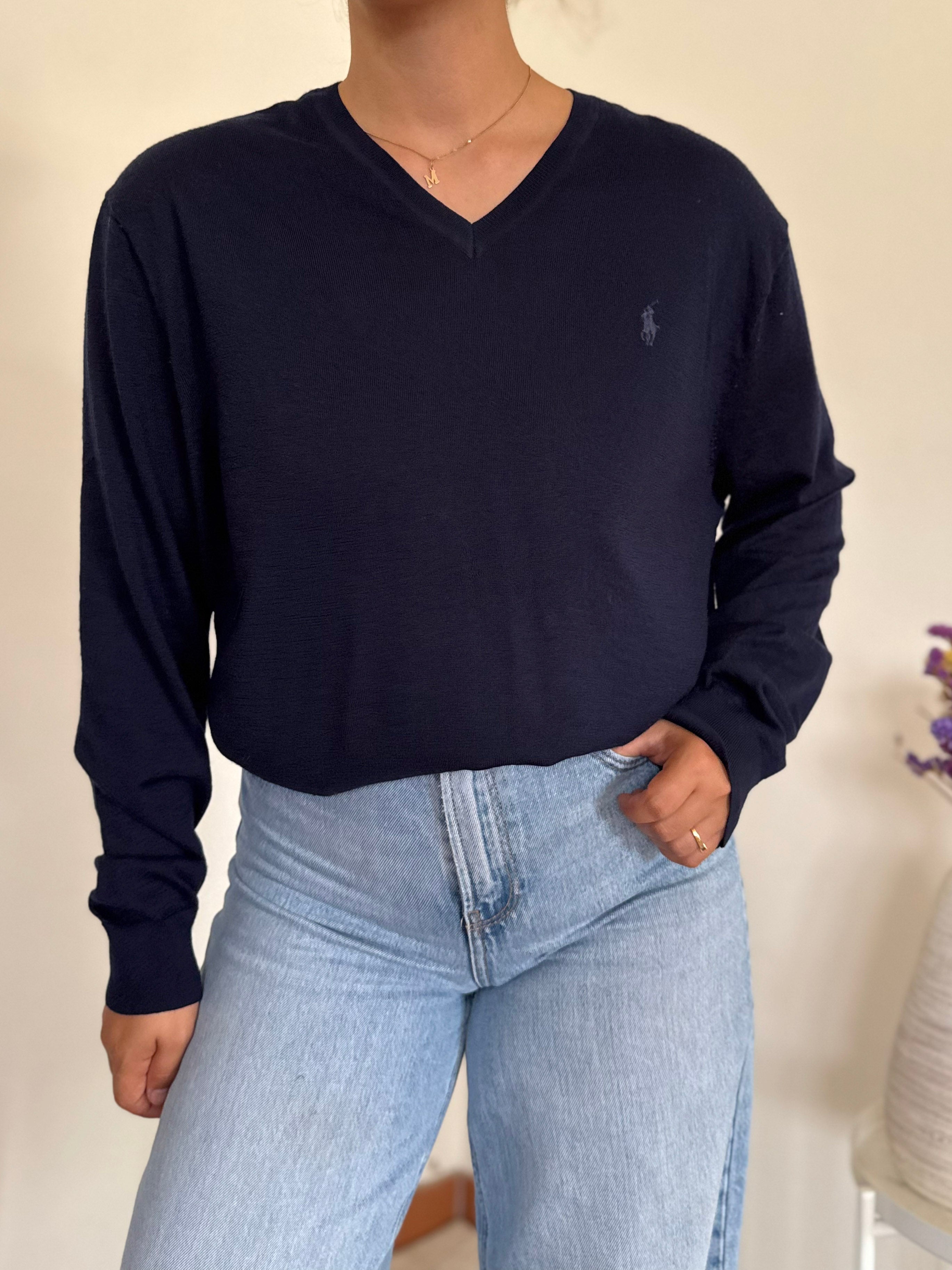 Ralph Lauren V-Neck Knit Sweater 100% Wool