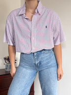 Ralph Lauren Shirt Custom Fit Plaid Pink Blue 100% Cotton