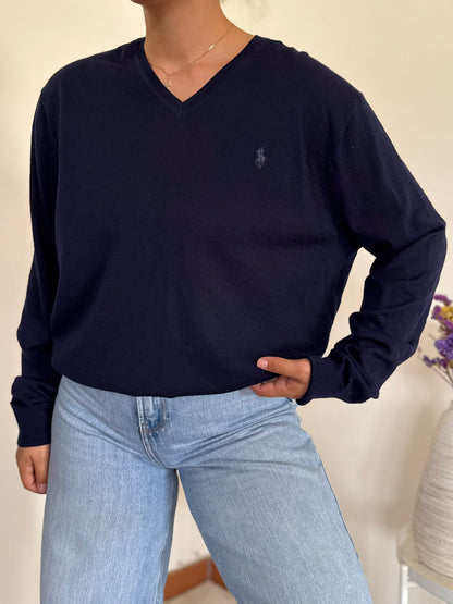 Ralph Lauren V-Neck Knit Sweater 100% Wool
