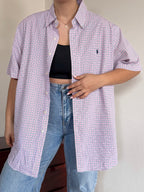 Ralph Lauren Shirt Custom Fit Plaid Pink Blue 100% Cotton