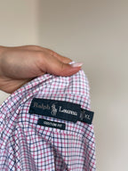 Ralph Lauren Shirt Custom Fit Plaid Pink Blue 100% Cotton
