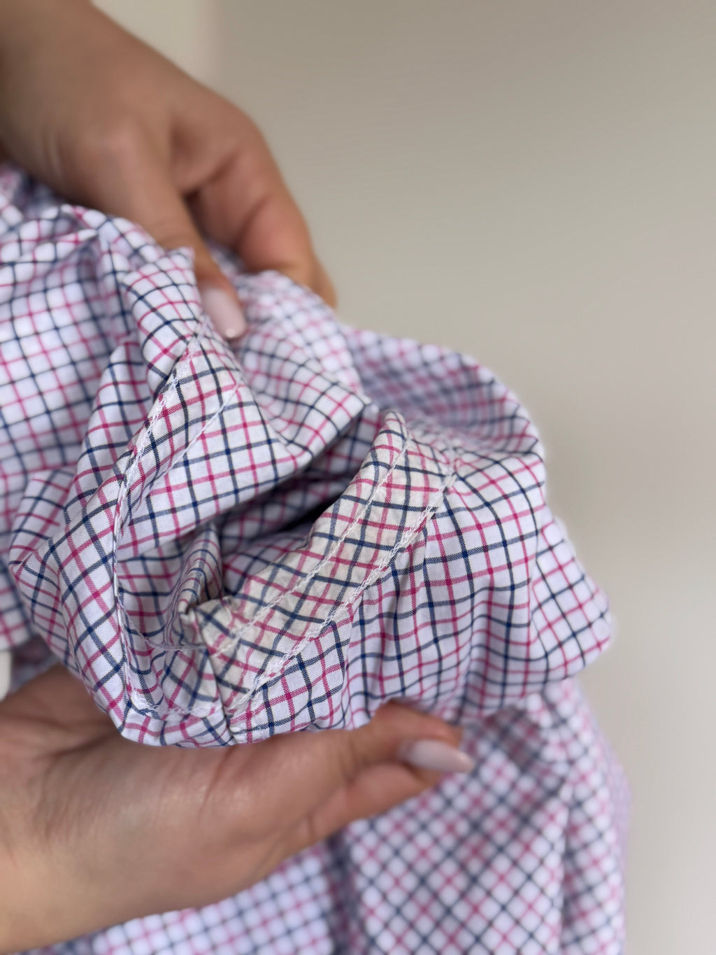 Ralph Lauren Shirt Custom Fit Plaid Pink Blue 100% Cotton