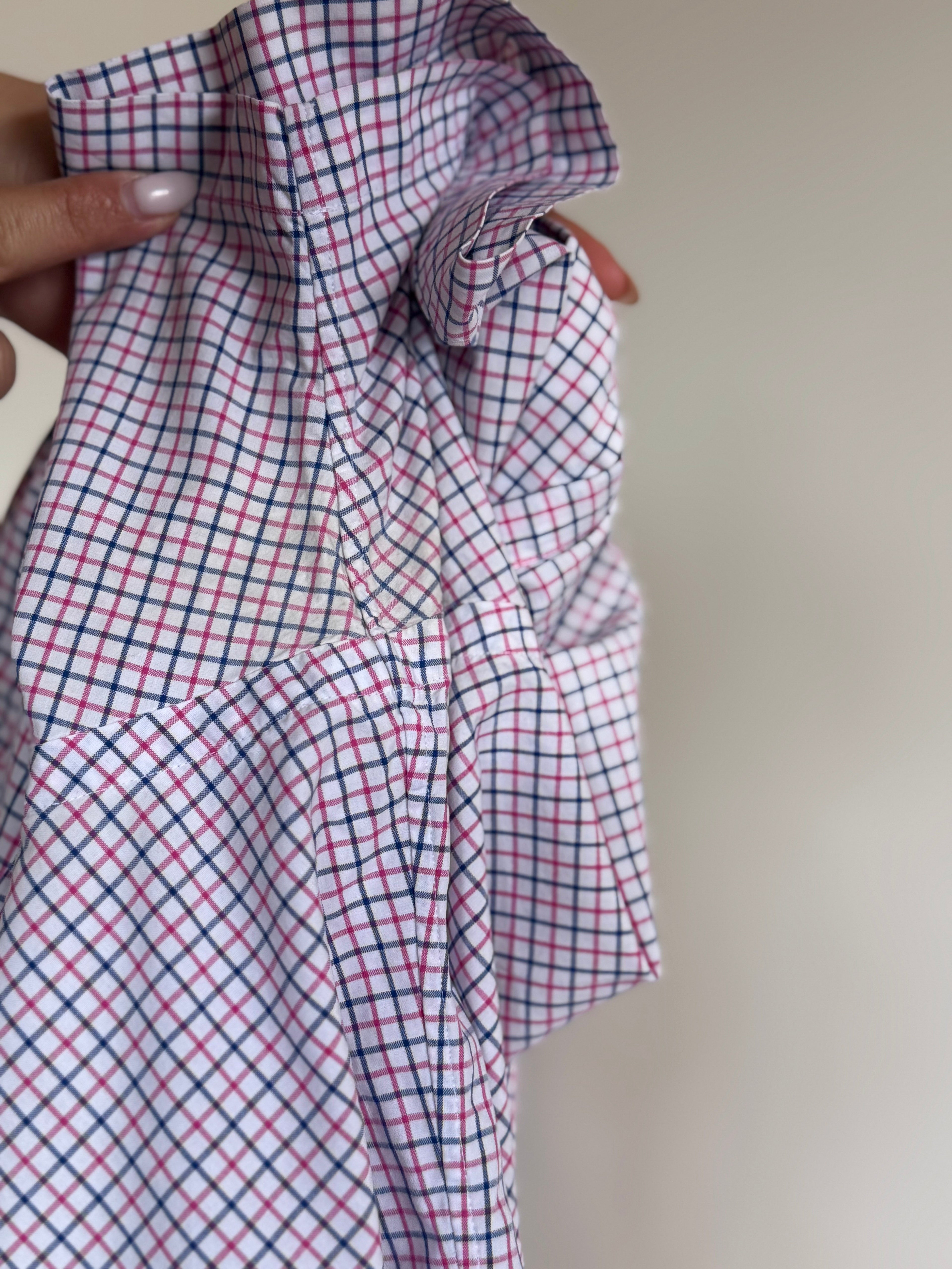 Ralph Lauren Shirt Custom Fit Plaid Pink Blue 100% Cotton