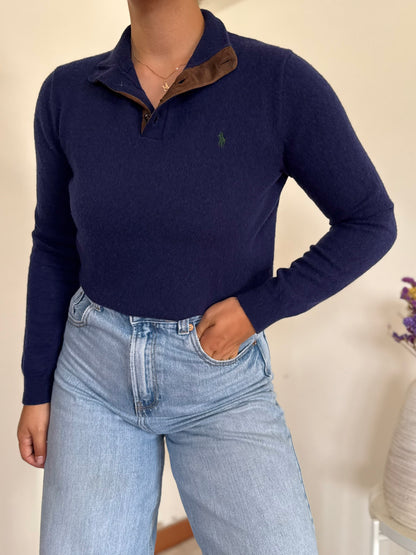 Ralph Lauren V-Neck Knit Sweater 100% Wool