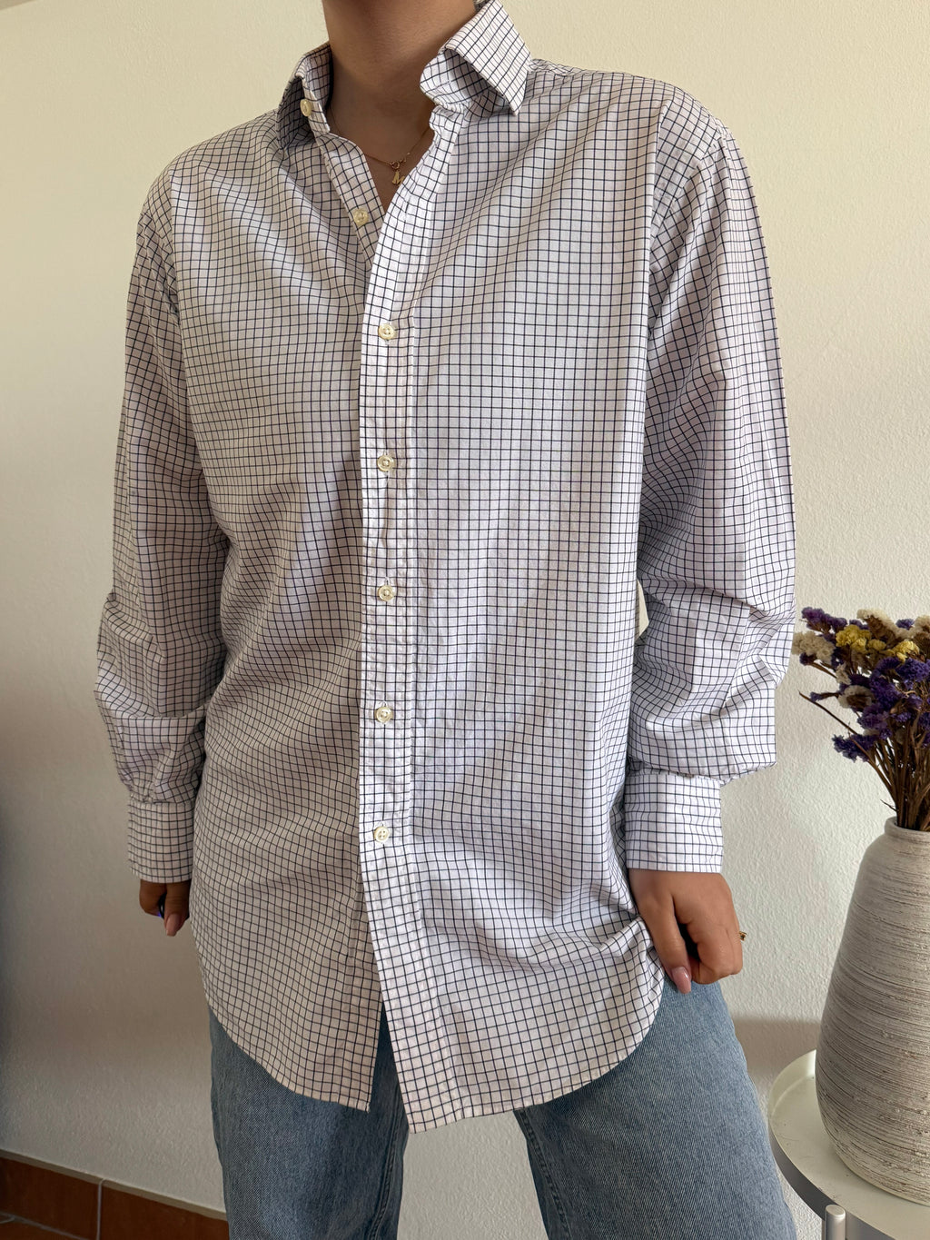 Polo Ralph Lauren Shirt Plaid White 100% Cotton