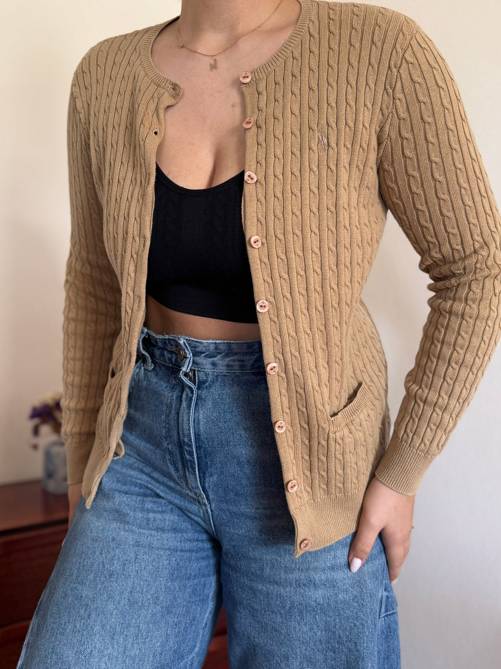 Ralph Lauren Cable Knit Cardigan 100% Cotton