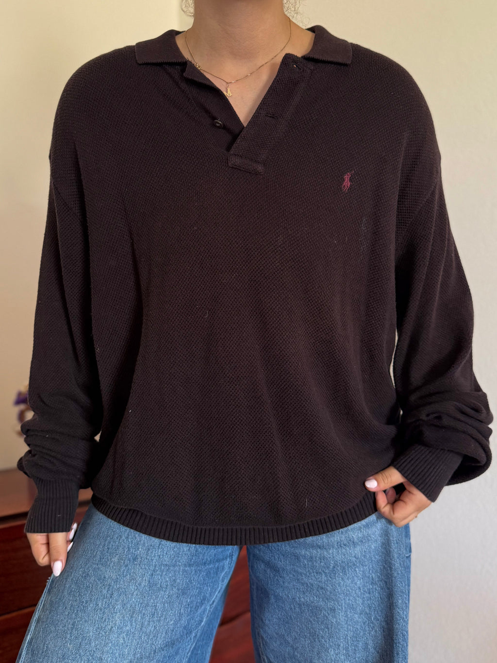 Polo Ralph Lauren V-Neck Polo Sweater 100% Cotton