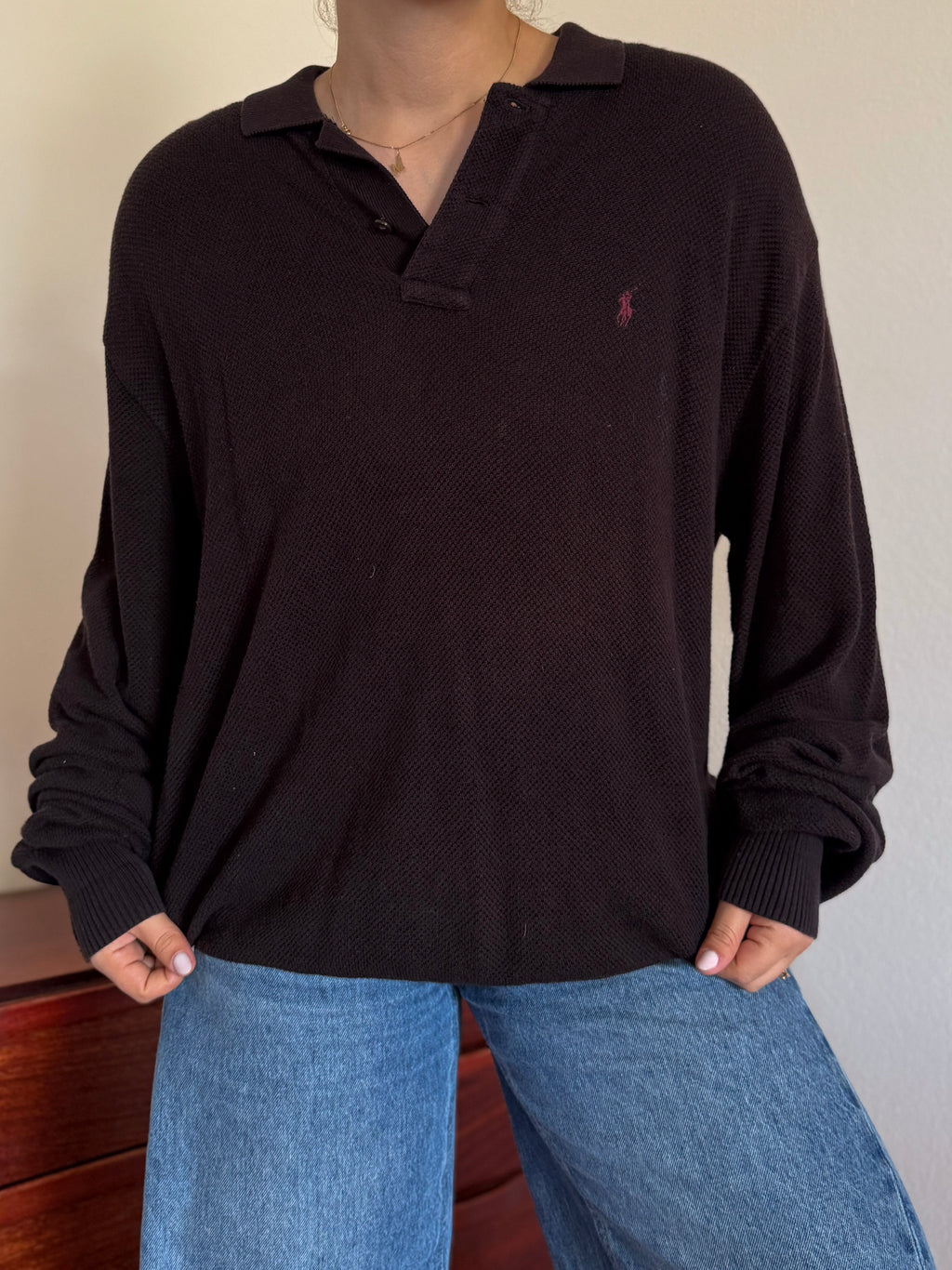 Polo Ralph Lauren V-Neck Polo Sweater 100% Cotton