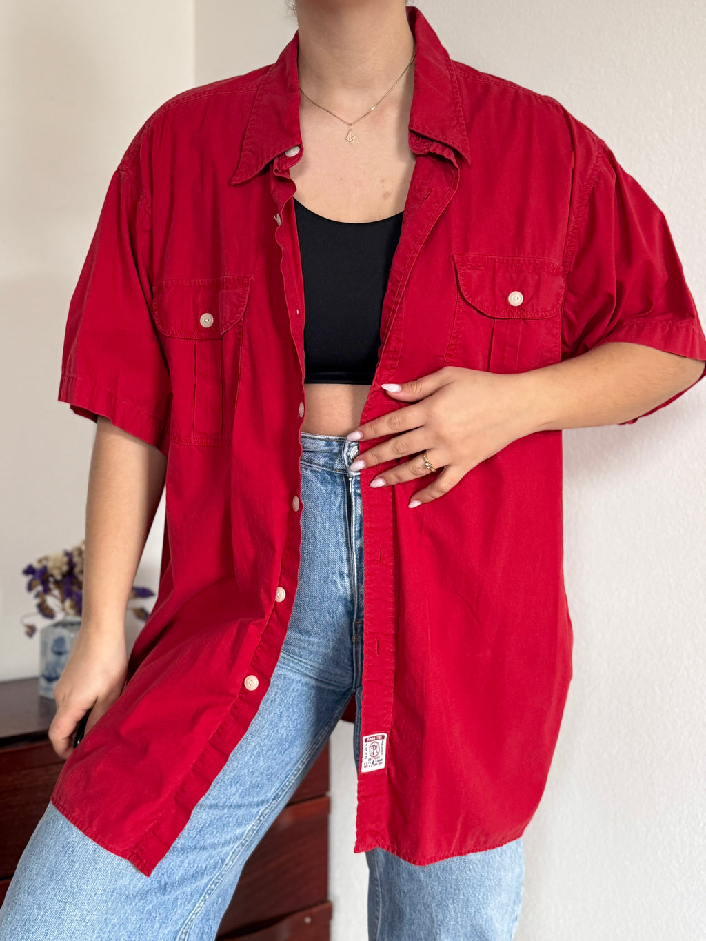 Ralph Lauren Shirt Plain Red 100% Cotton