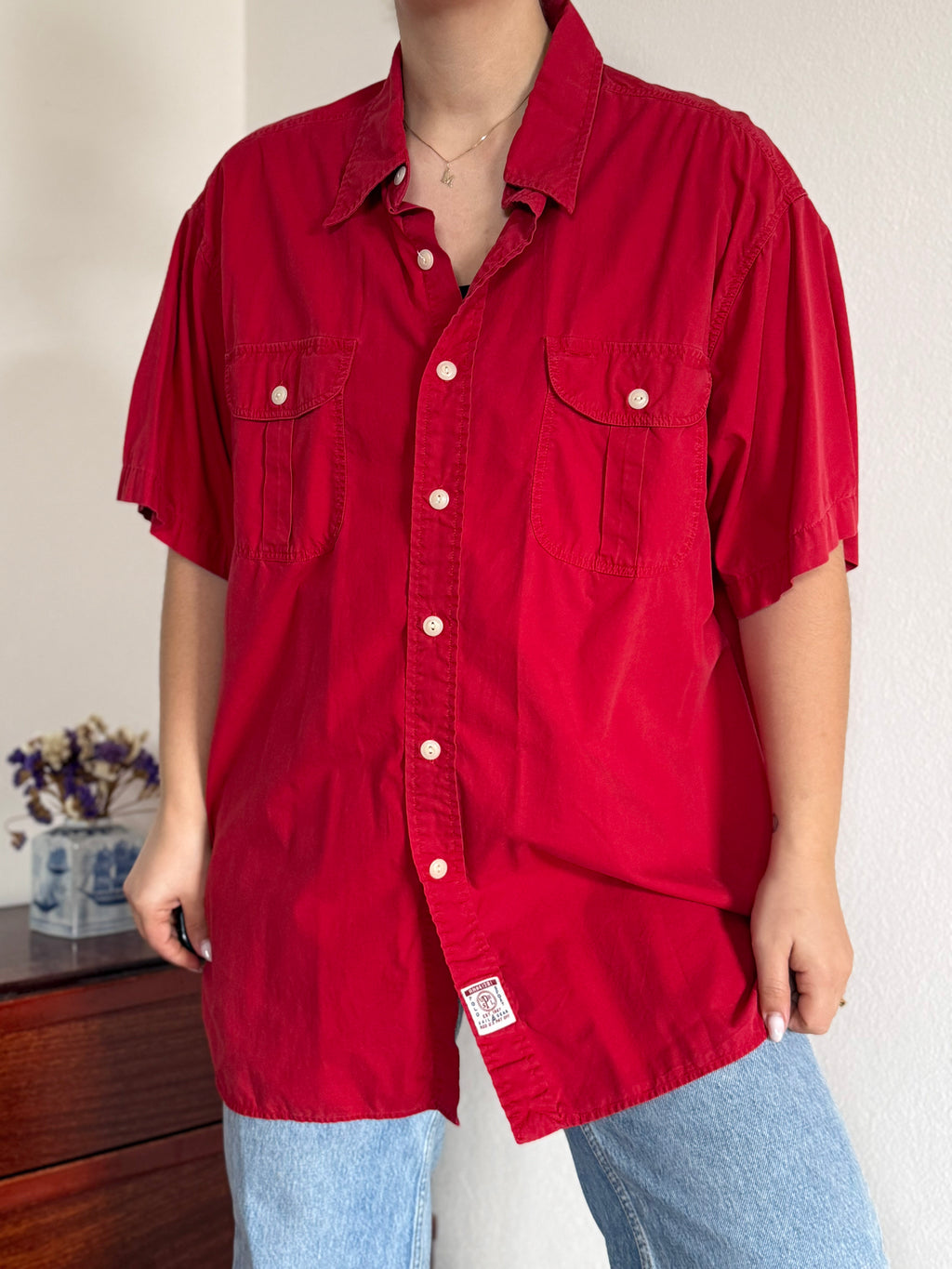 Ralph Lauren Shirt Plain Red 100% Cotton