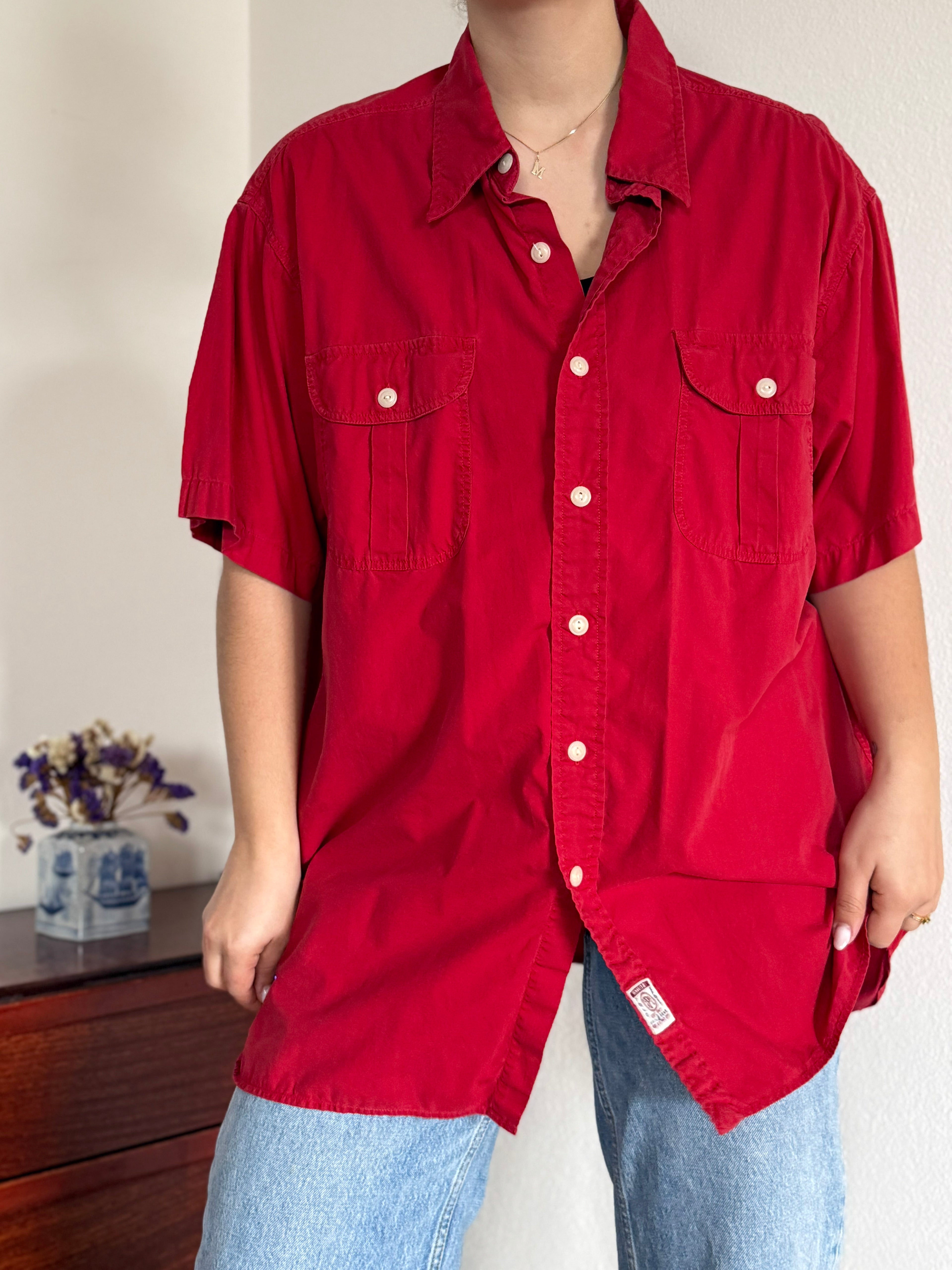 Ralph Lauren Shirt Plain Red 100% Cotton