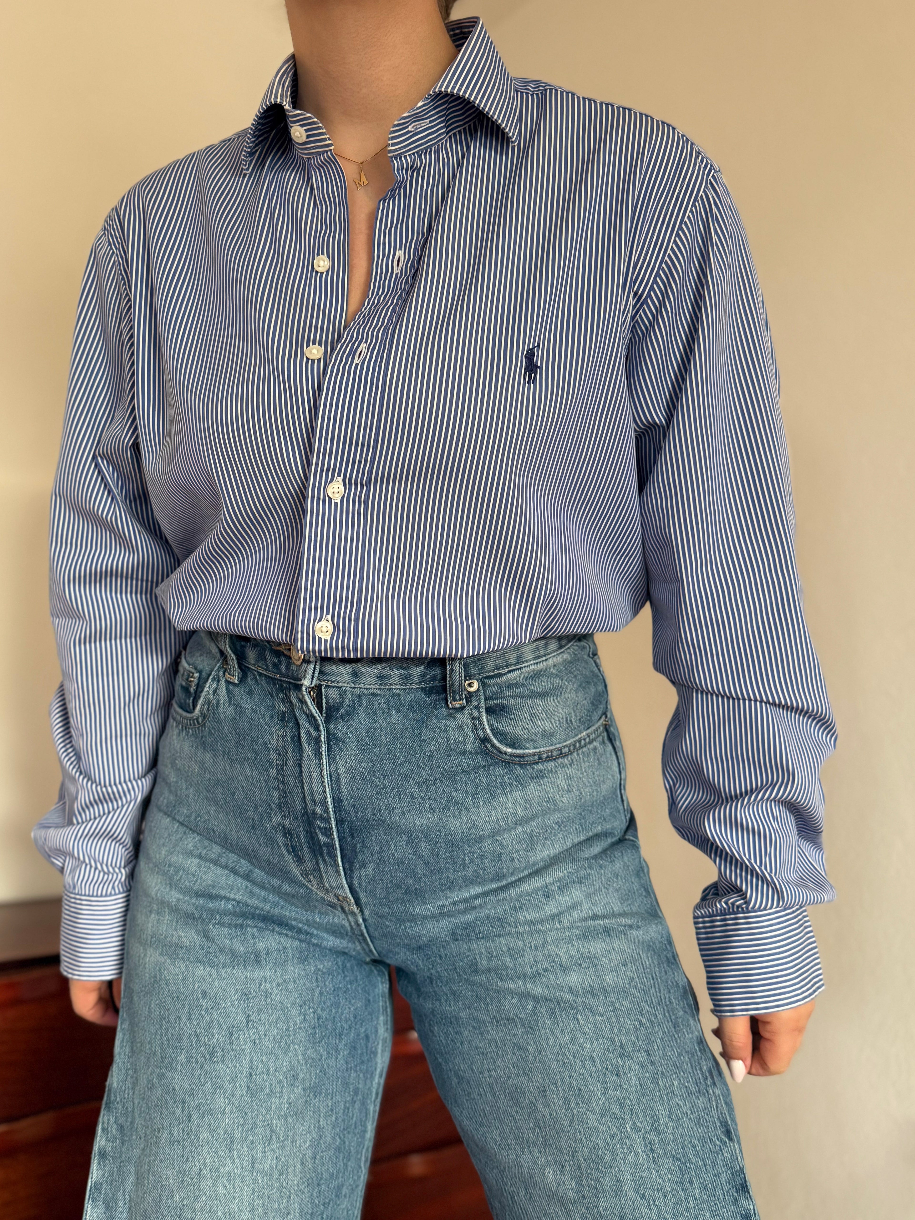 Polo Ralph Lauren Blue Striped Shirt 100% Cotton