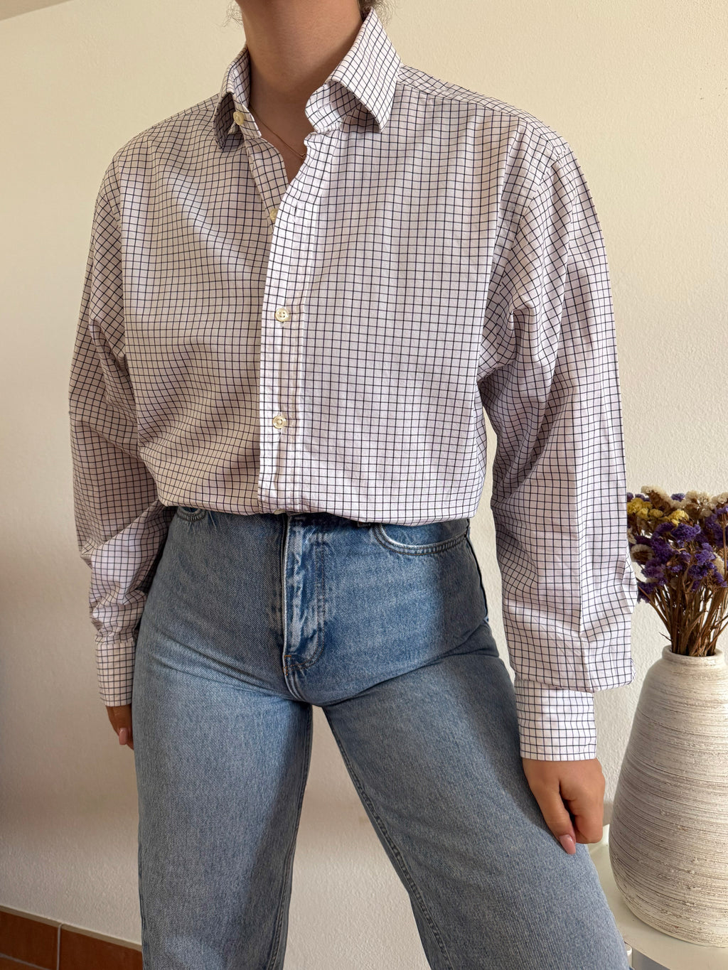 Polo Ralph Lauren Shirt Plaid White 100% Cotton