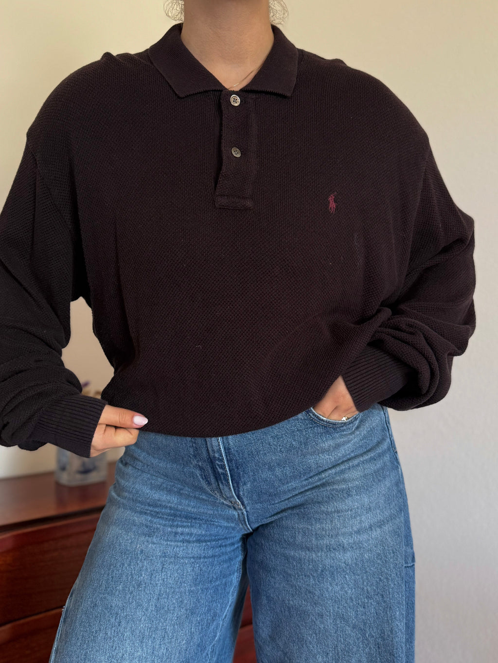 Polo Ralph Lauren V-Neck Polo Sweater 100% Cotton