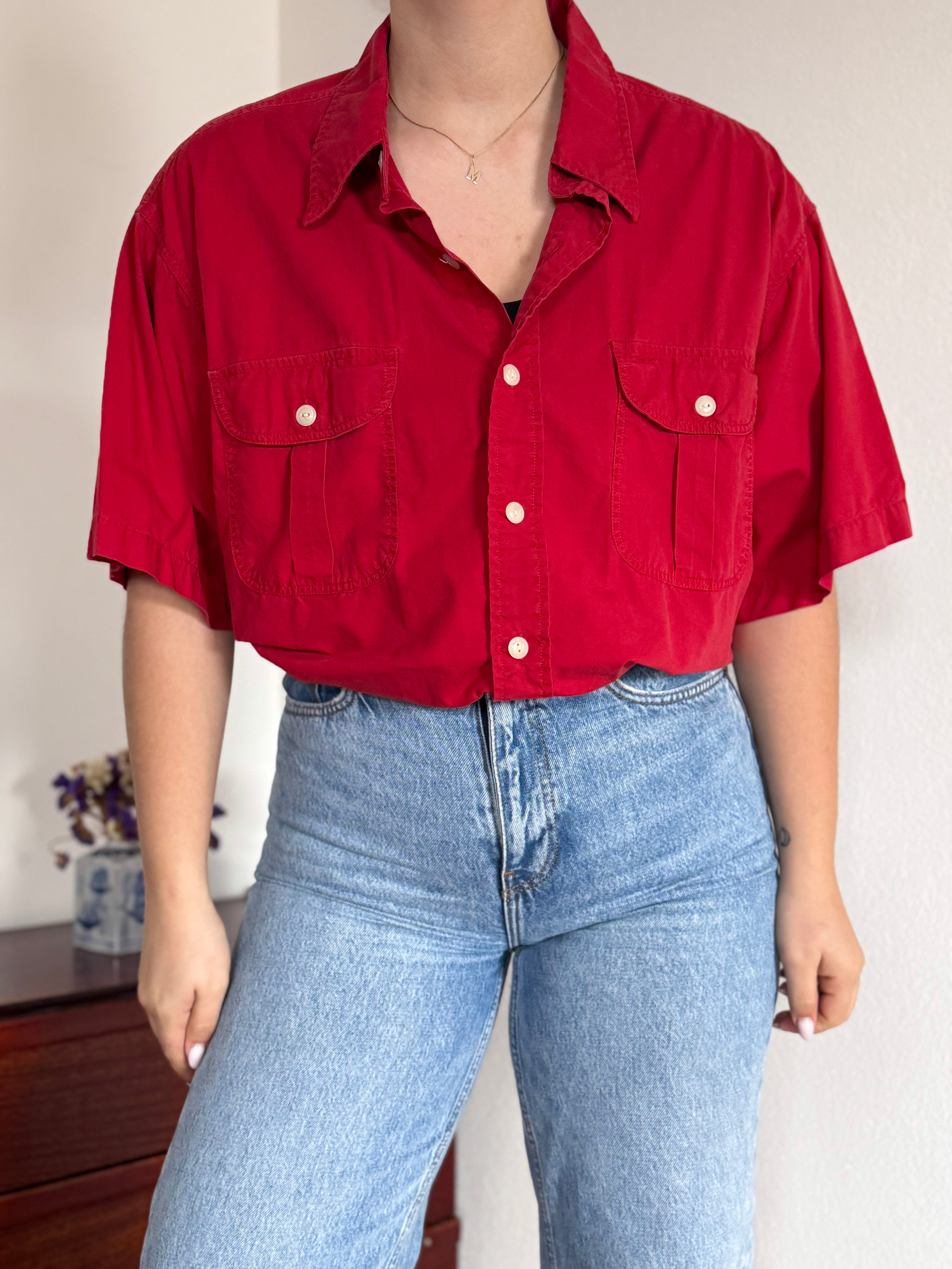 Ralph Lauren Shirt Plain Red 100% Cotton