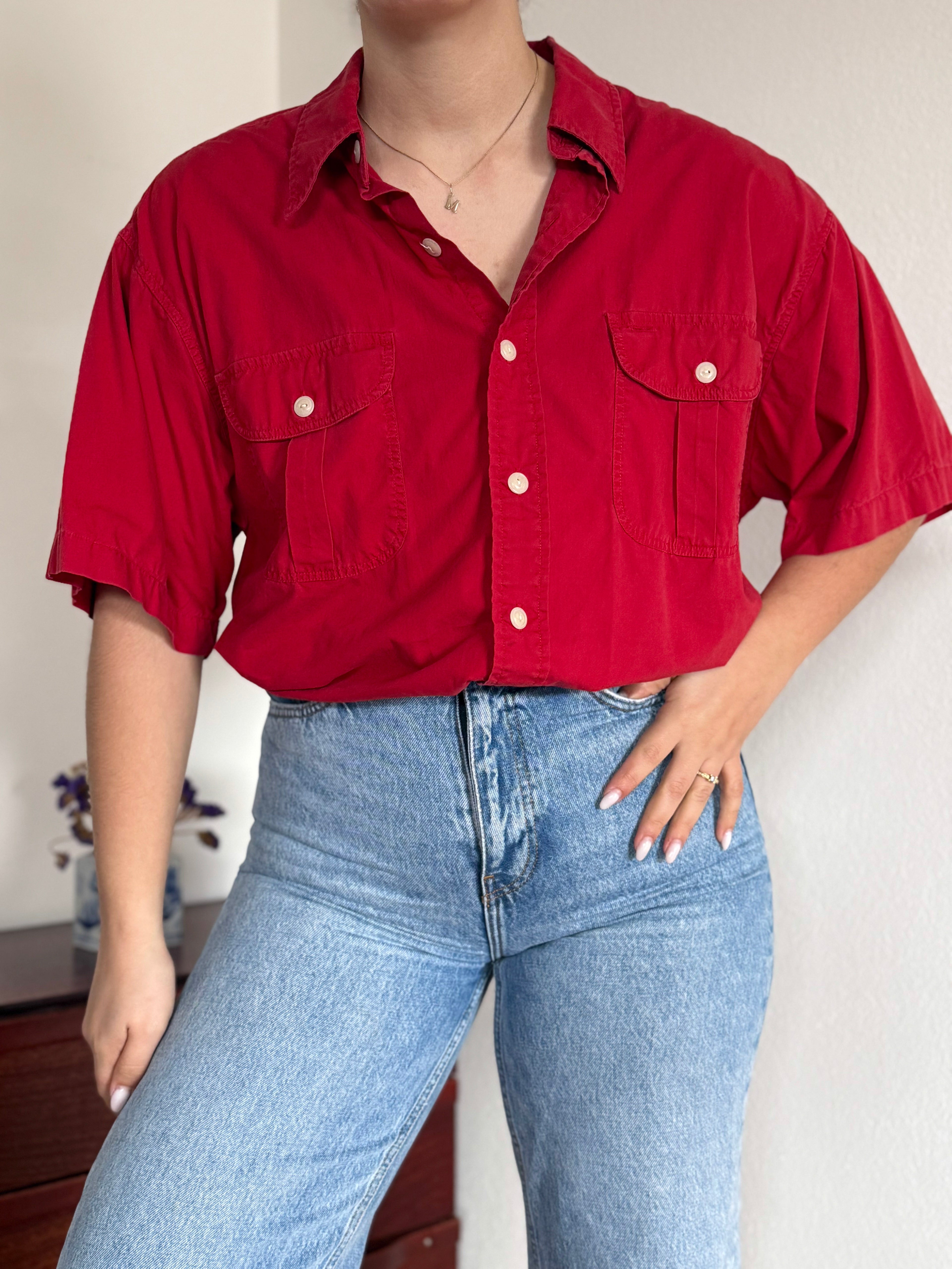 Ralph Lauren Shirt Plain Red 100% Cotton