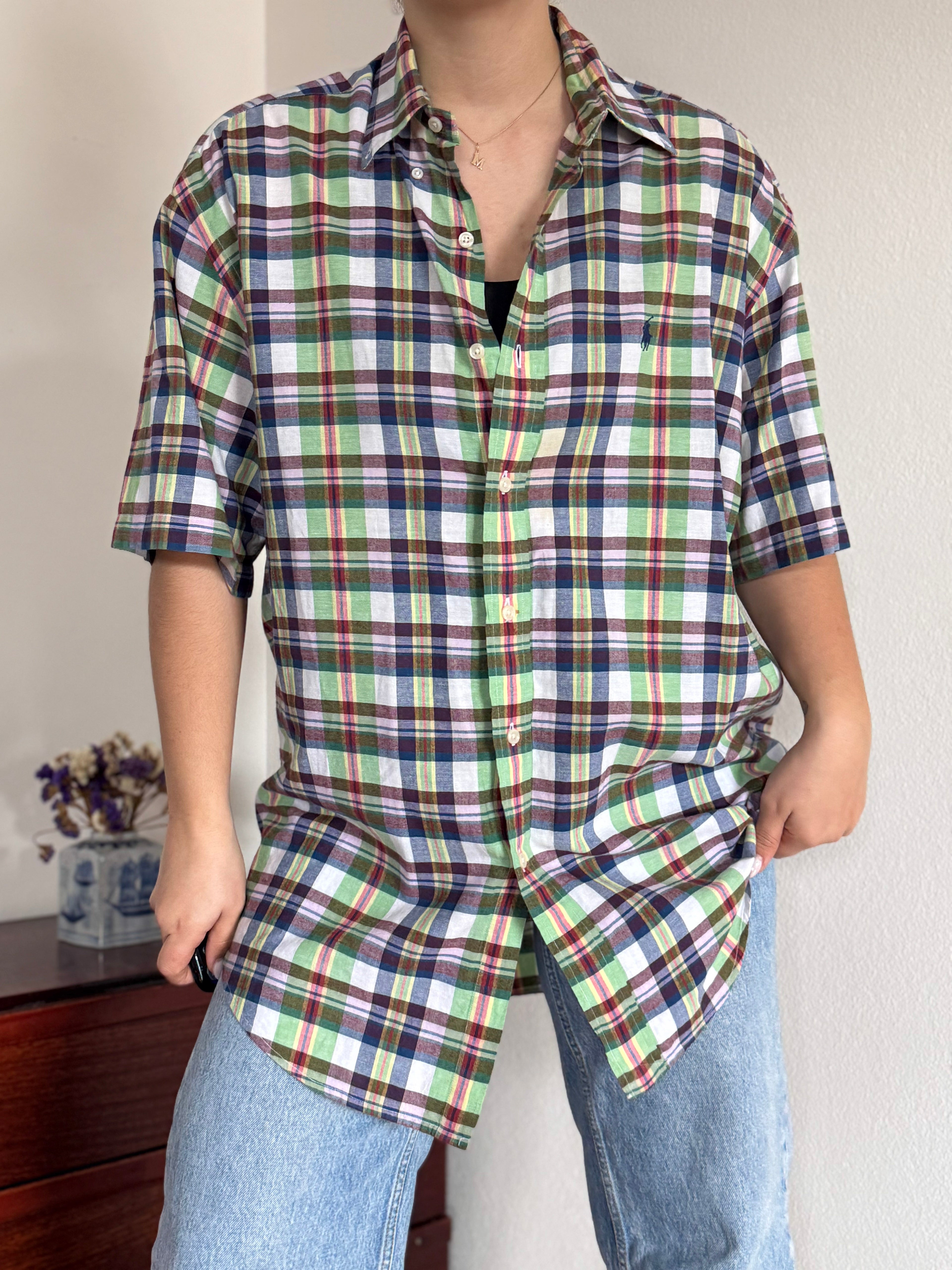 Ralph Lauren Shirt Blaire Fit Plaid Multicolor 100% Cotton