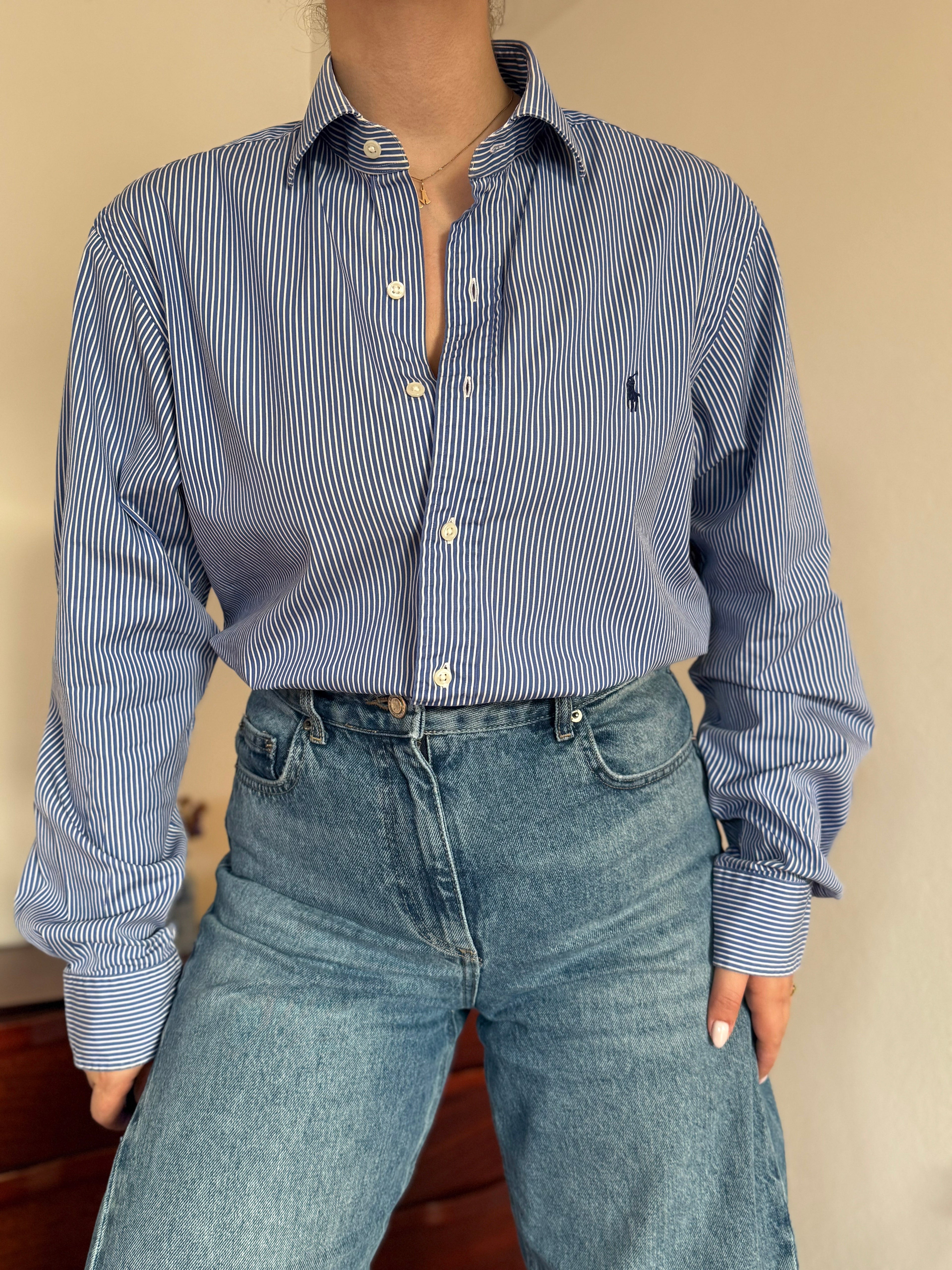 Polo Ralph Lauren Blue Striped Shirt 100% Cotton