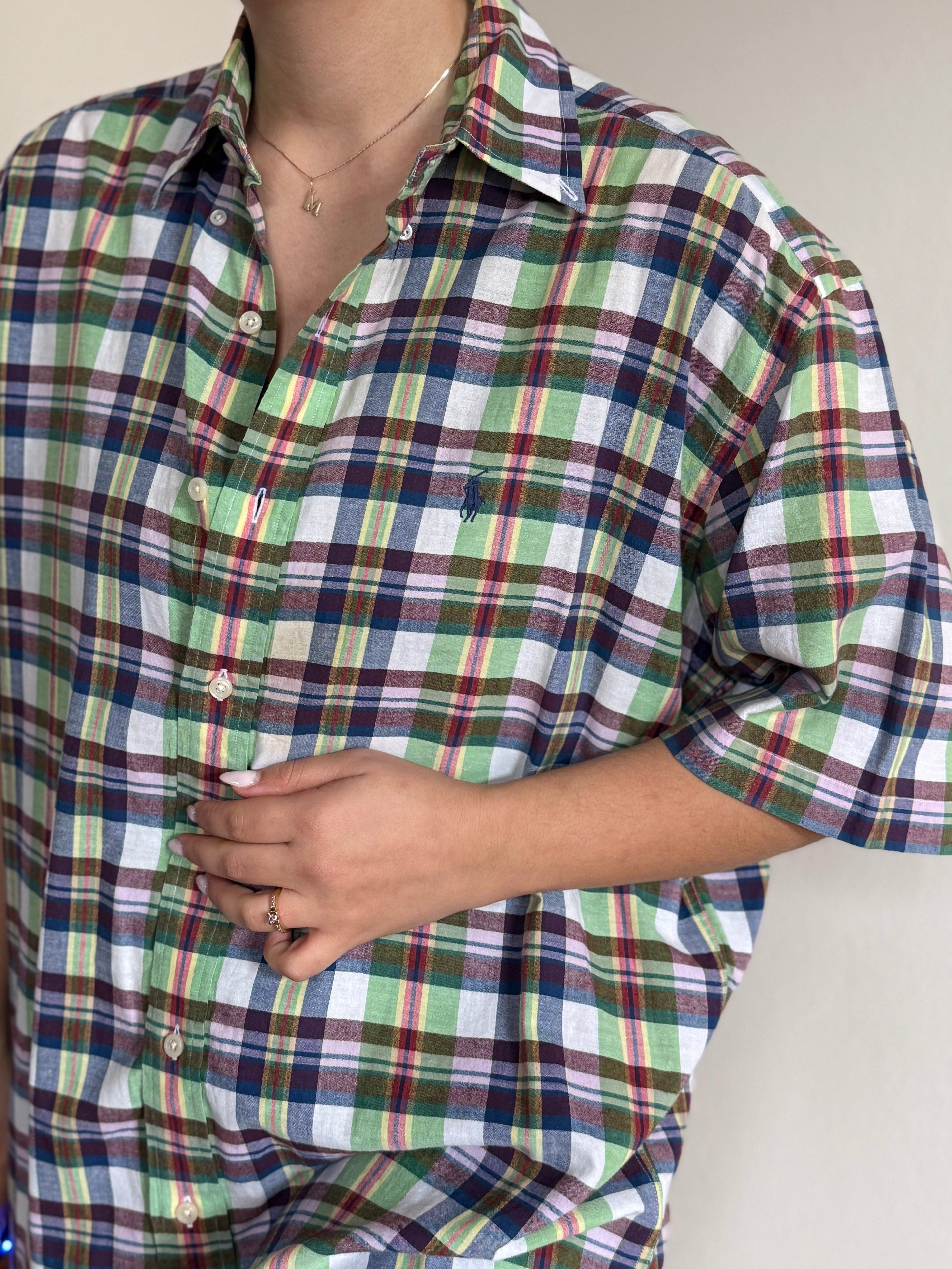 Ralph Lauren Shirt Blaire Fit Plaid Multicolor 100% Cotton