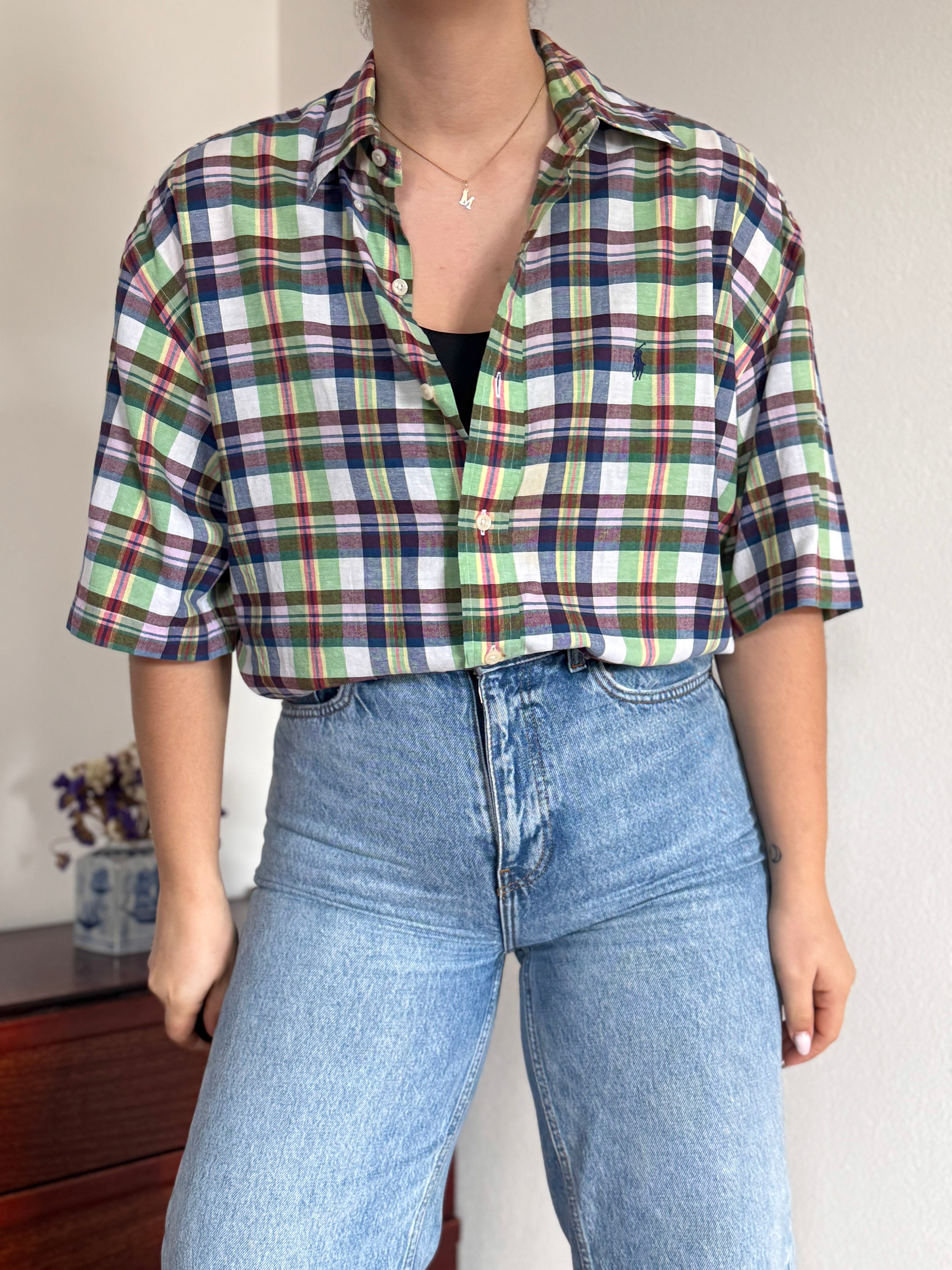 Ralph Lauren Shirt Blaire Fit Plaid Multicolor 100% Cotton