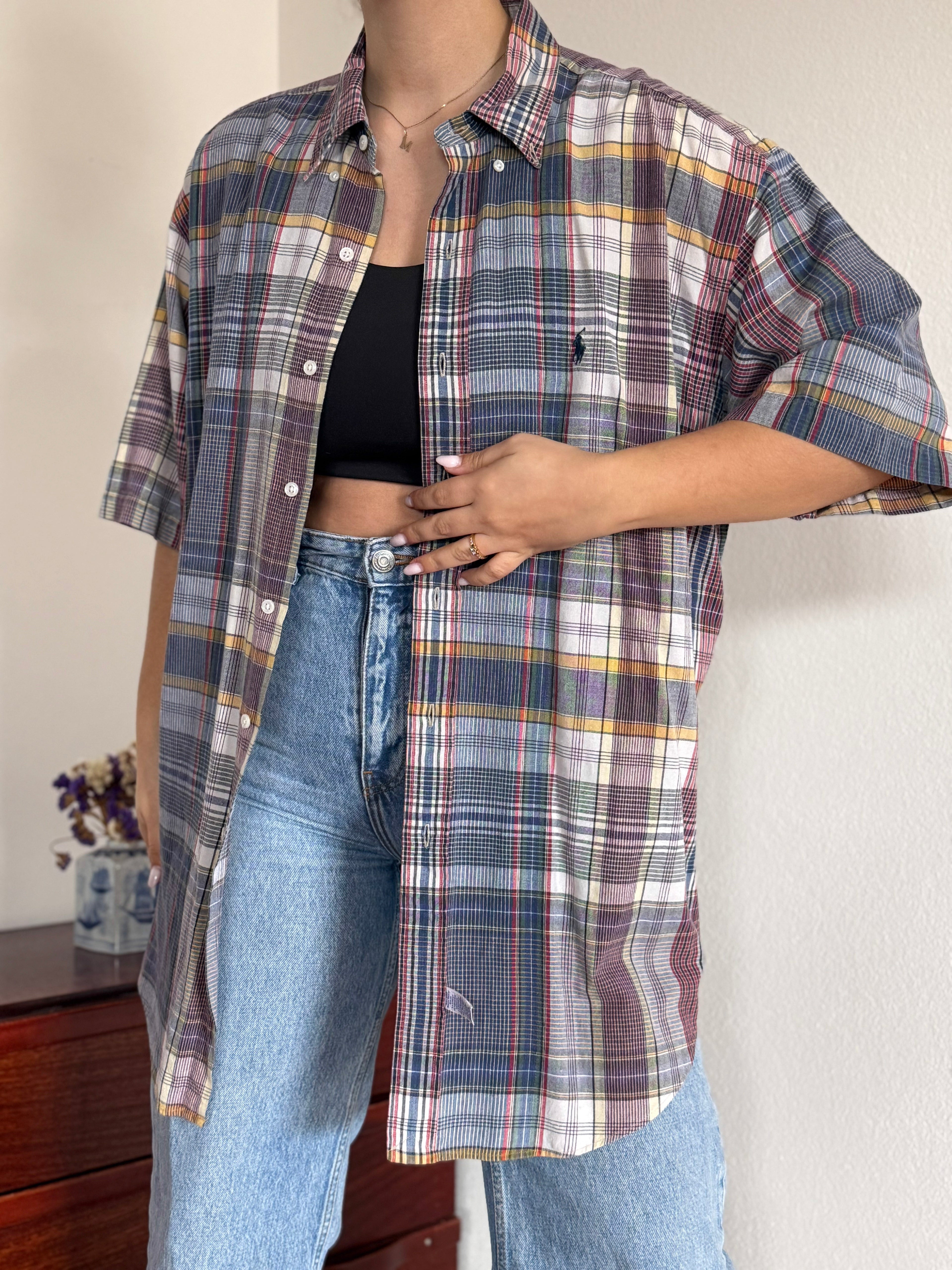 Ralph Lauren Shirt Plaid Multicolor 100% Cotton